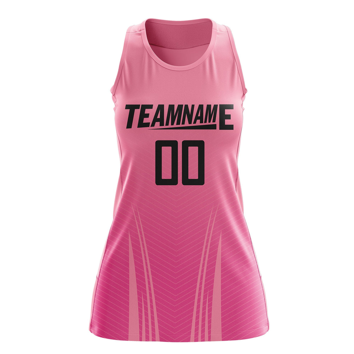 Custom Netball Dress Light Pink Pink for Women with V-Shaped Pinstripes Personalized Team Uniform