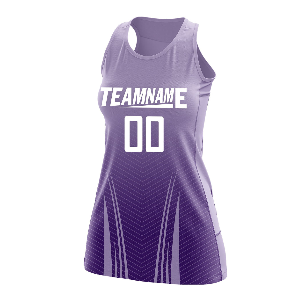 Custom Netball Dress Light Purple Purple for Women with V-Shaped Pinstripes Personalized Team Uniform