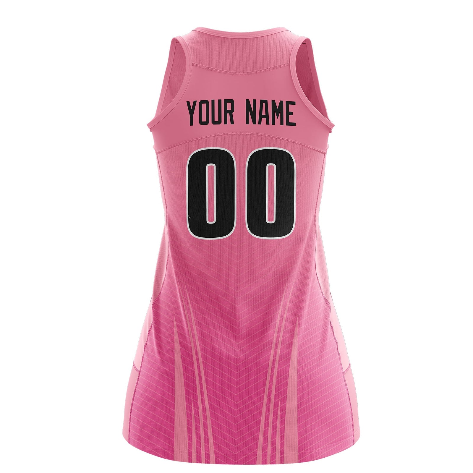 Custom Netball Dress Light Pink Pink for Women with V-Shaped Pinstripes Personalized Team Uniform