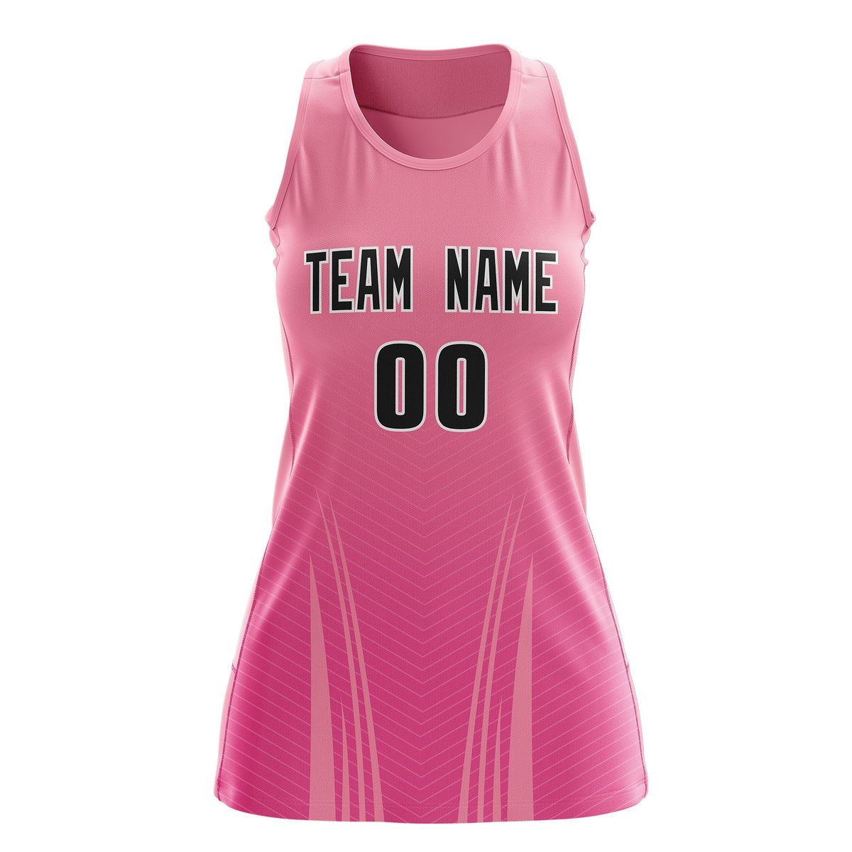 Custom Netball Dress Light Pink Pink for Women with V-Shaped Pinstripes Personalized Team Uniform
