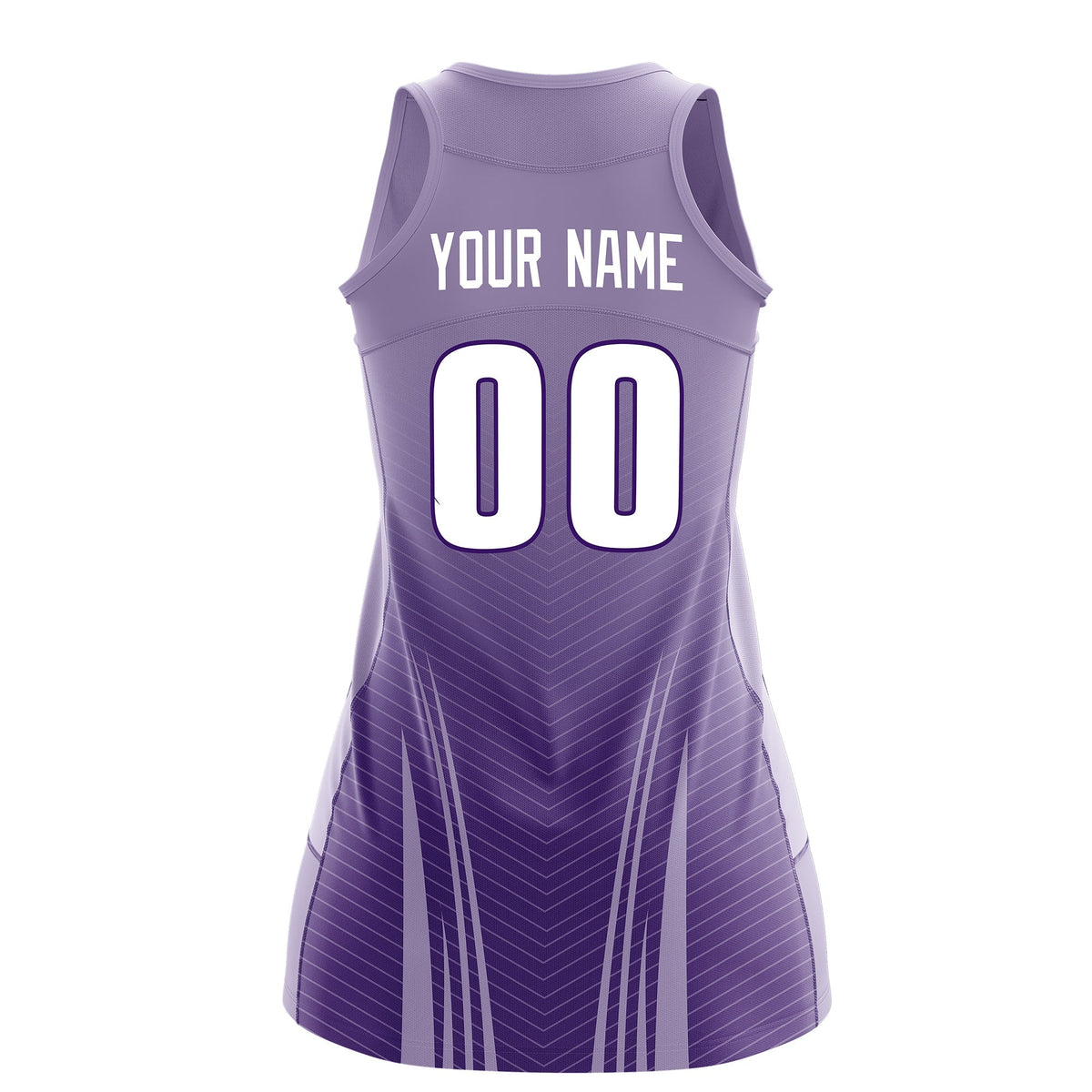 Custom Netball Dress Light Purple Purple for Women with V-Shaped Pinstripes Personalized Team Uniform