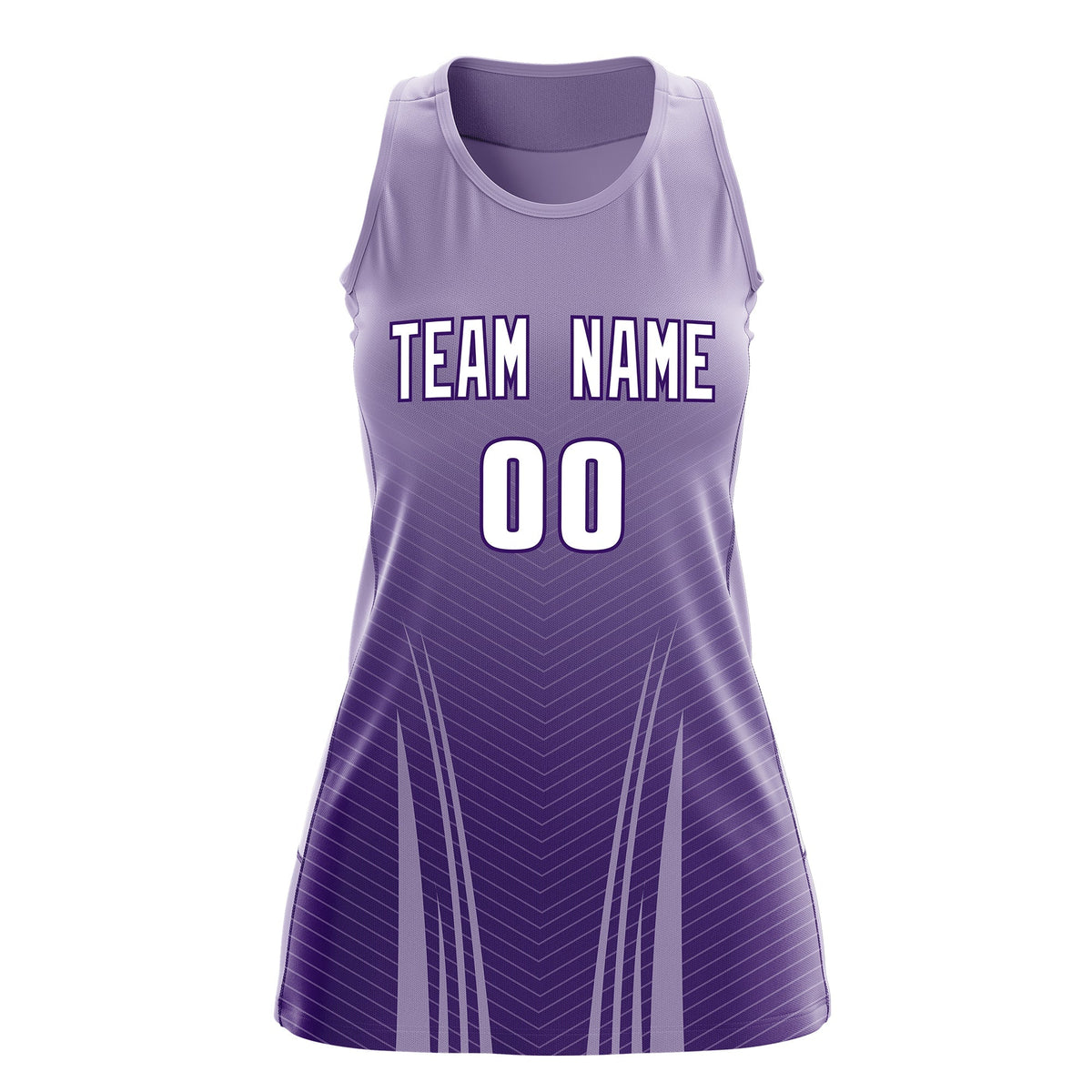 Custom Netball Dress Light Purple Purple for Women with V-Shaped Pinstripes Personalized Team Uniform