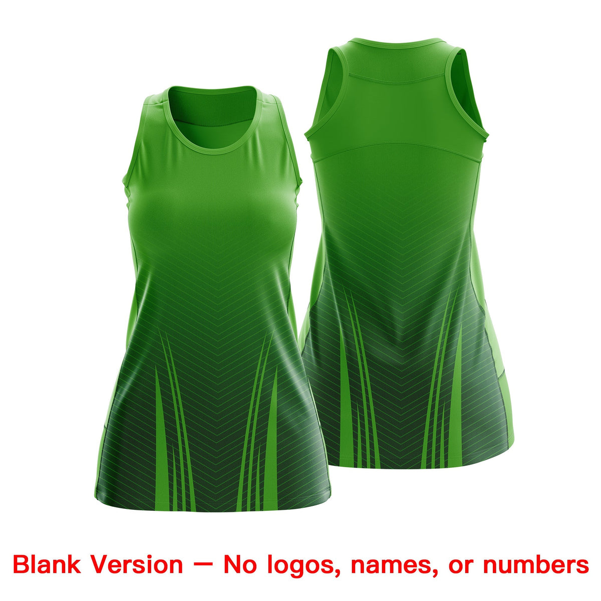 Custom Netball Dress Light Green Green for Women with V-Shaped Pinstripes Personalized Team Uniform