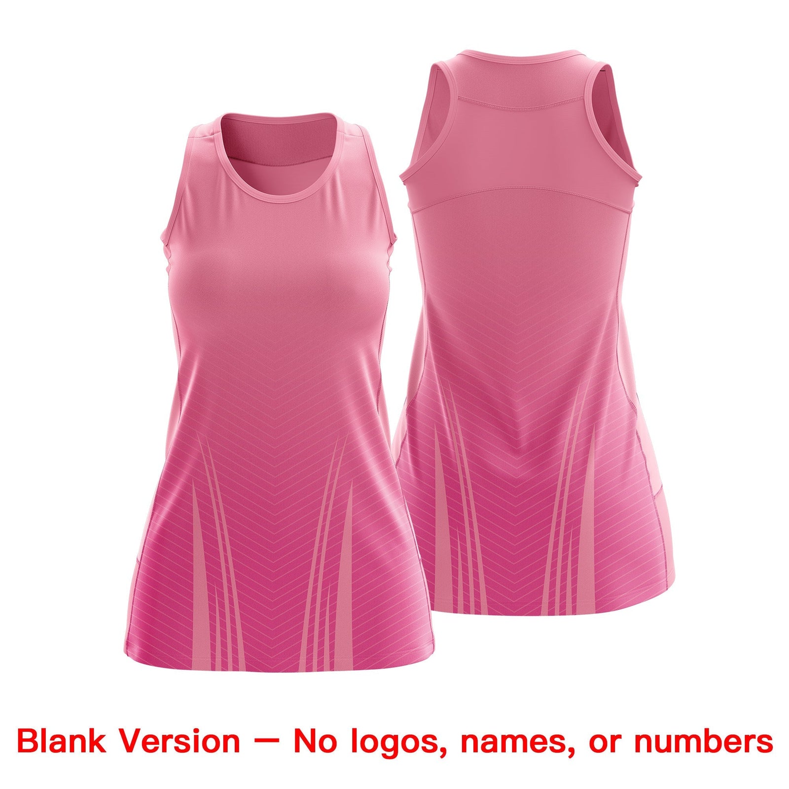 Custom Netball Dress Light Pink Pink for Women with V-Shaped Pinstripes Personalized Team Uniform