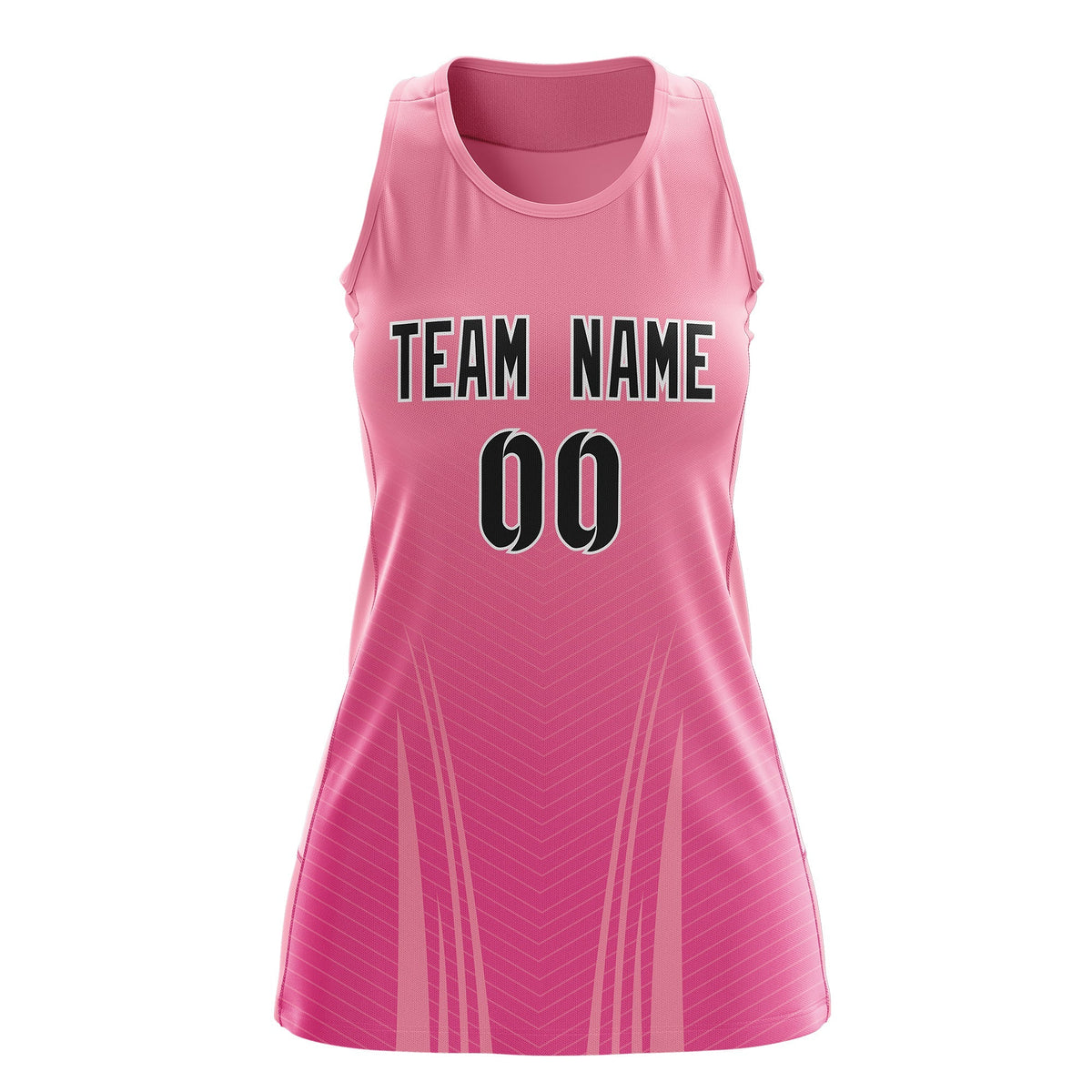 Custom Netball Dress Light Pink Pink for Women with V-Shaped Pinstripes Personalized Team Uniform