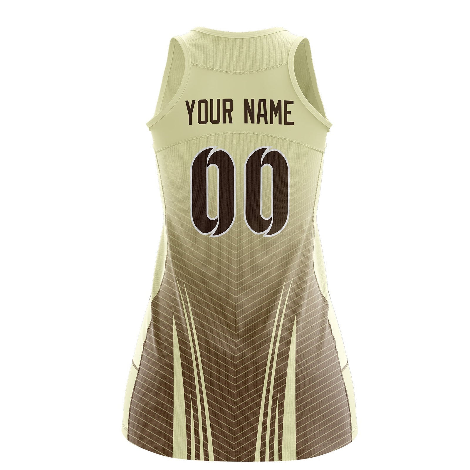 Custom Netball Dress | Cream Light Brown V-Shaped Pinstripes Gradient Team Uniform