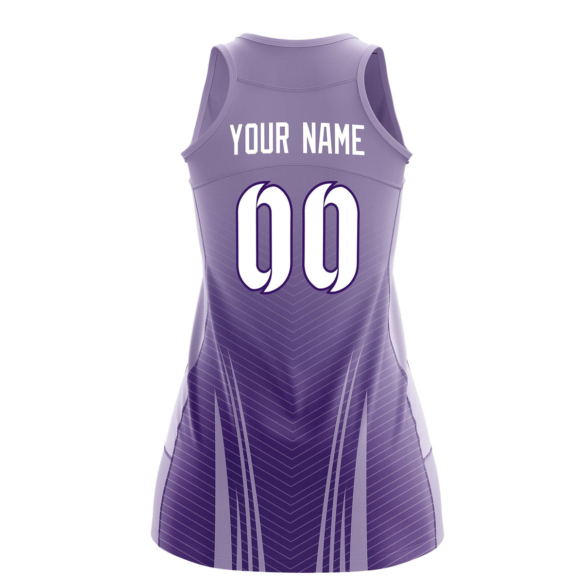 Custom Netball Dress Light Purple Purple for Women with V-Shaped Pinstripes Personalized Team Uniform