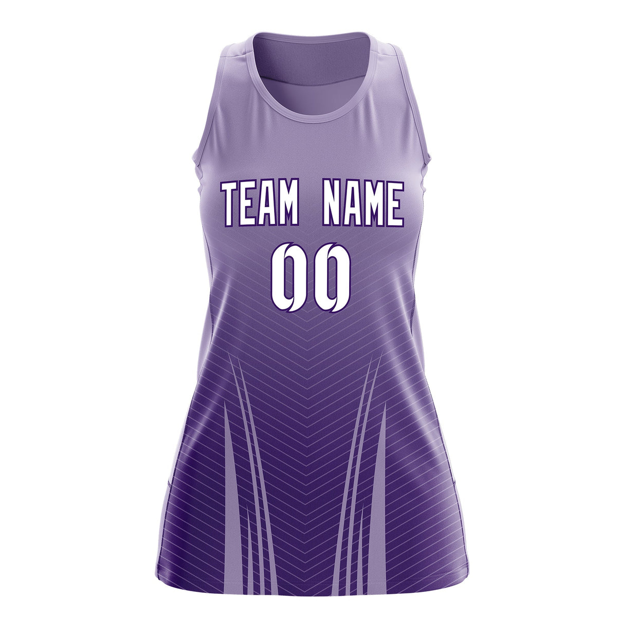 Custom Netball Dress Light Purple Purple for Women with V-Shaped Pinstripes Personalized Team Uniform