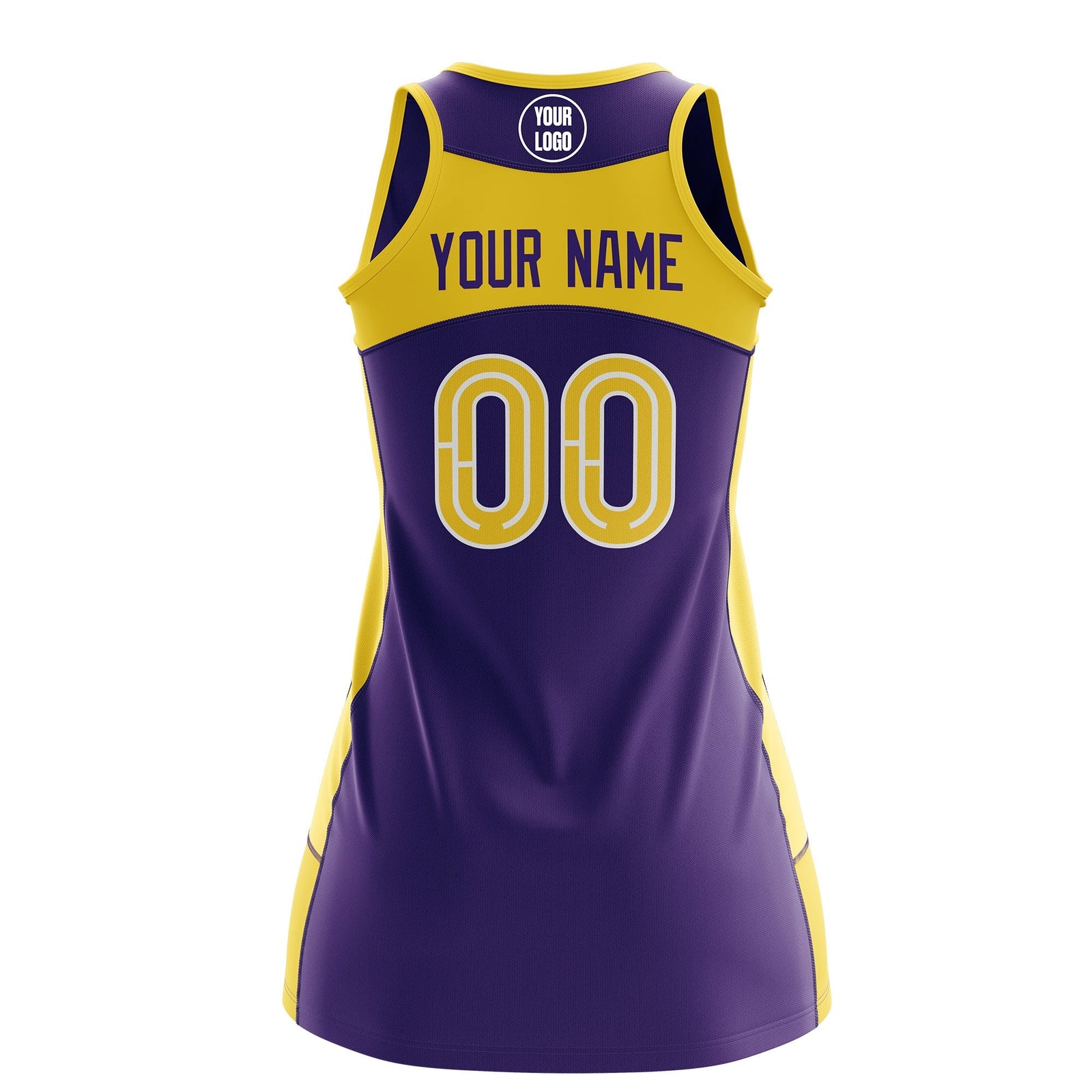 Custom Netball Dress | Purple Gold Classic Style Two-Tone Professional Team Uniforms