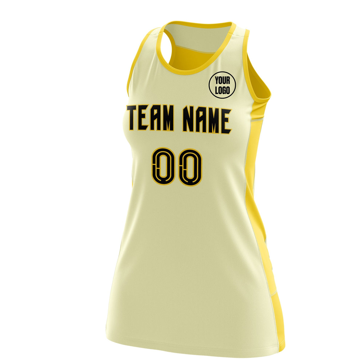 Custom Netball Dress | Cream Gold Classic Style Two-Tone Match Day Uniform