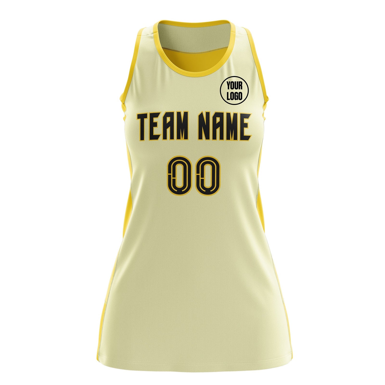 Custom Netball Dress | Cream Gold Classic Style Two-Tone Match Day Uniform