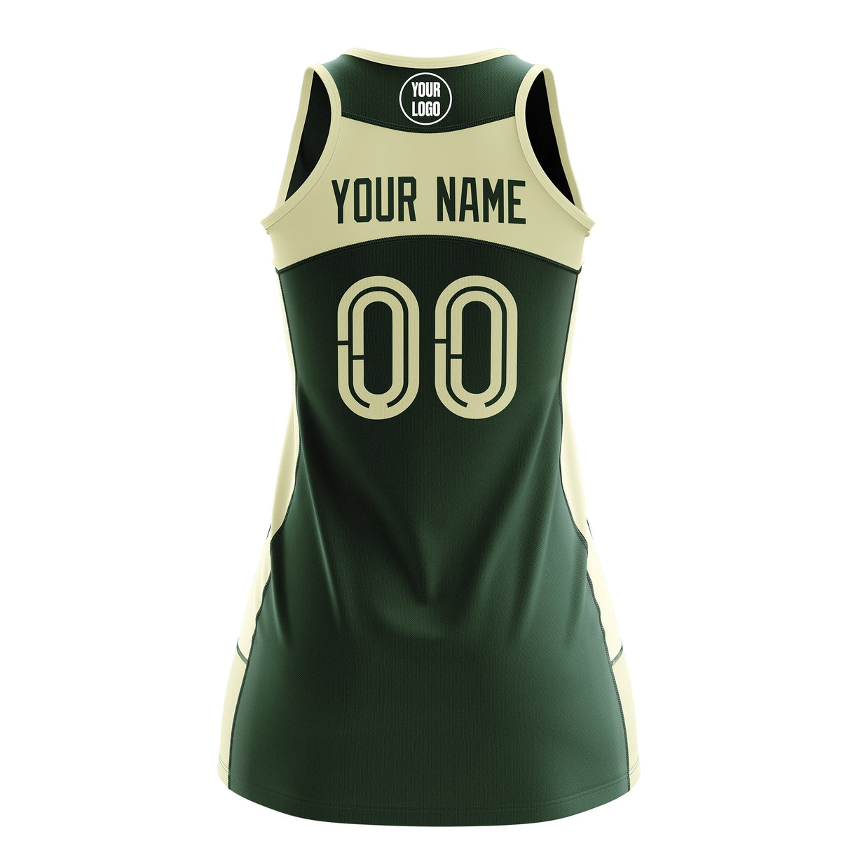 Custom Netball Dress | Green Cream Classic Style Two-Tone Match Day Uniform
