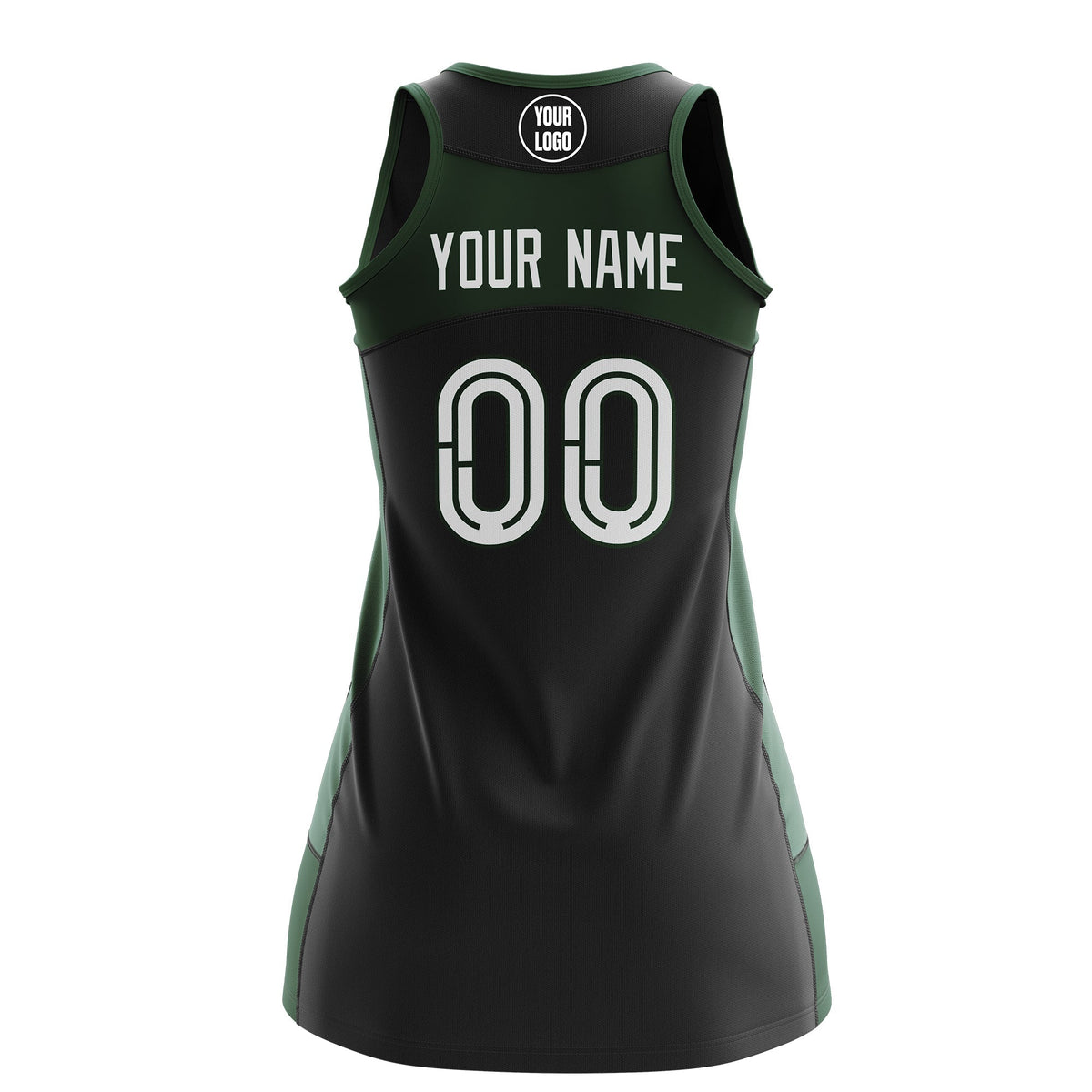 Custom Netball Dress | Black Green Classic Style Two-Tone Breathable Performance Sportswear