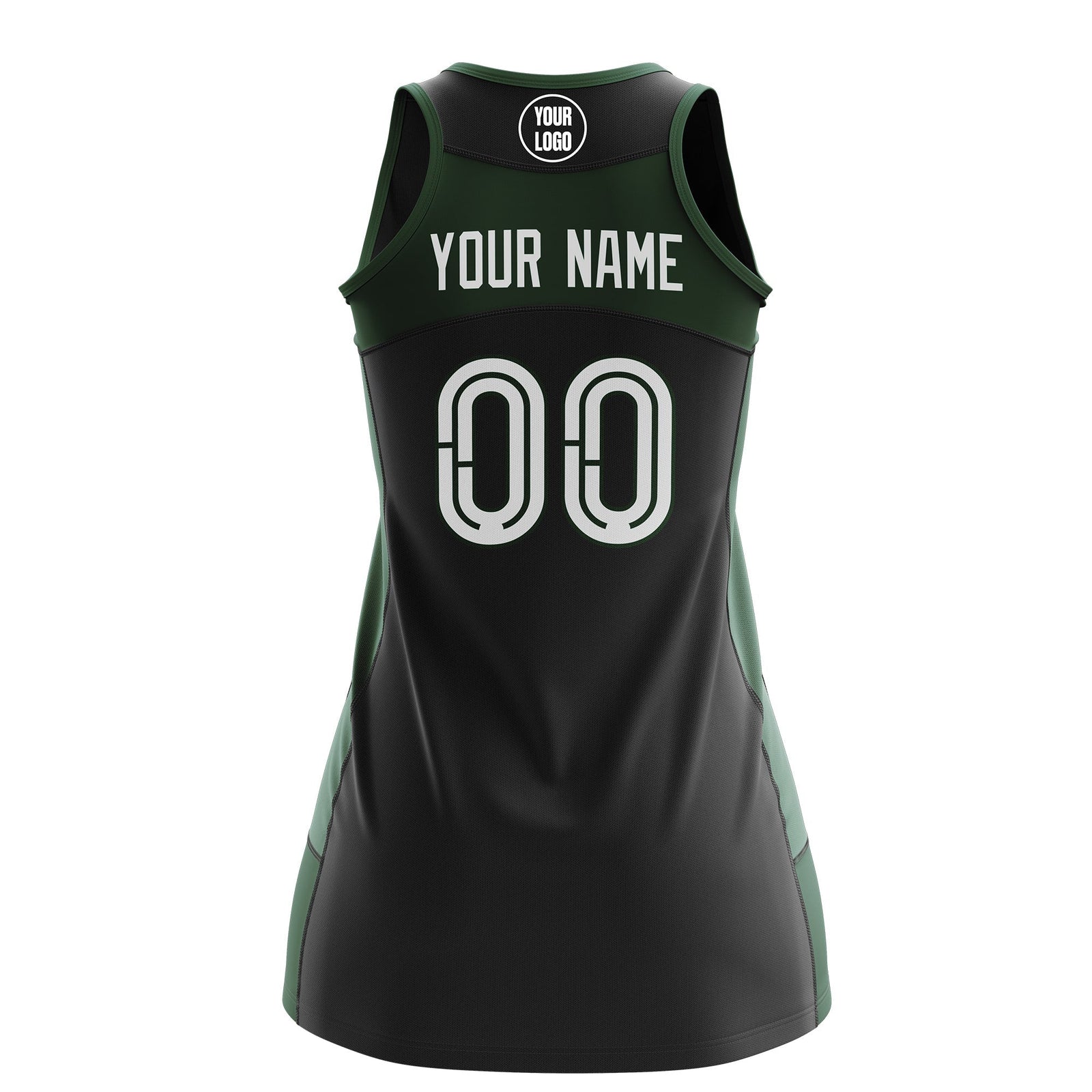Custom Netball Dress | Black Green Classic Style Two-Tone Breathable Performance Sportswear