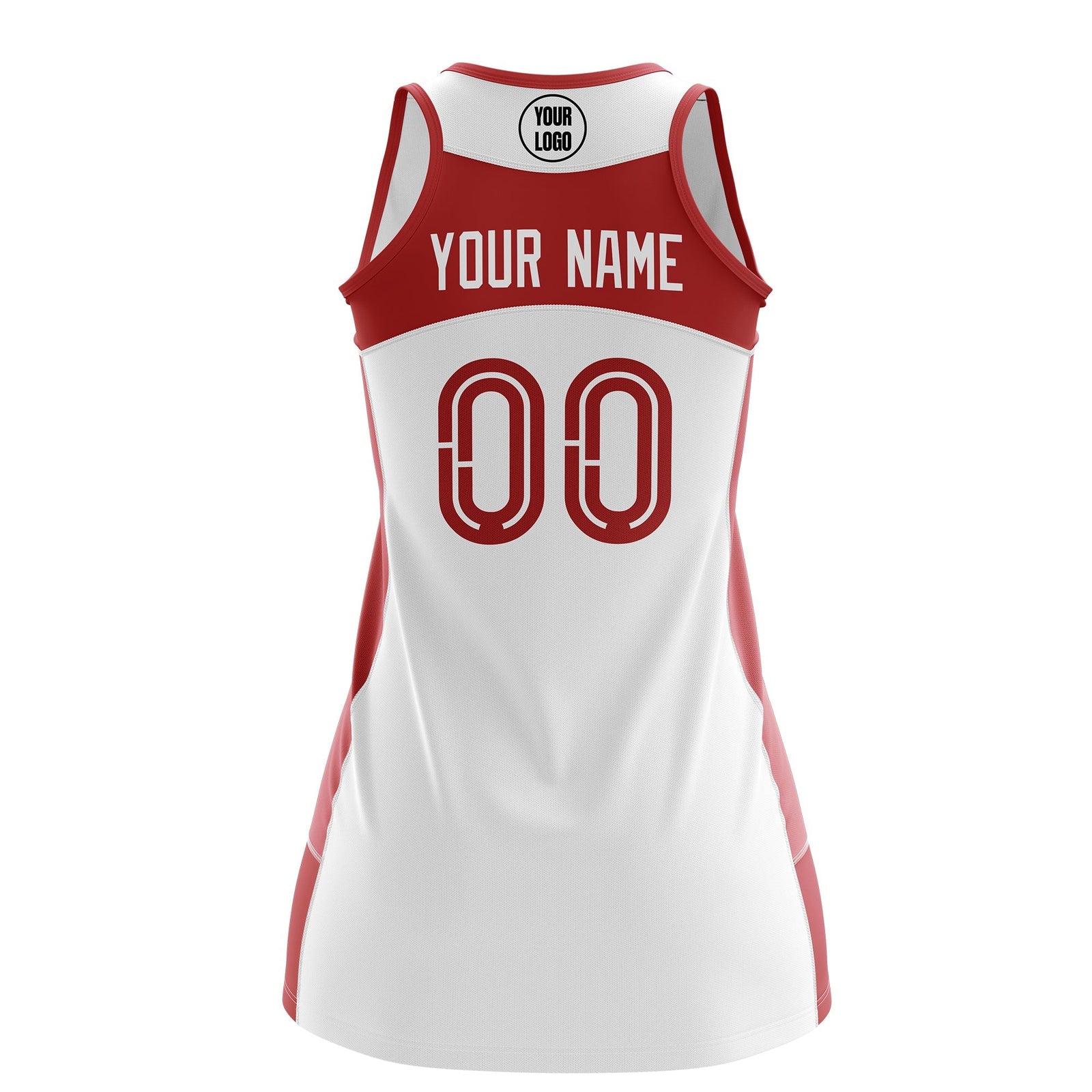 Custom Netball Dress | White Red Classic Style Two-Tone Professional Team Uniforms