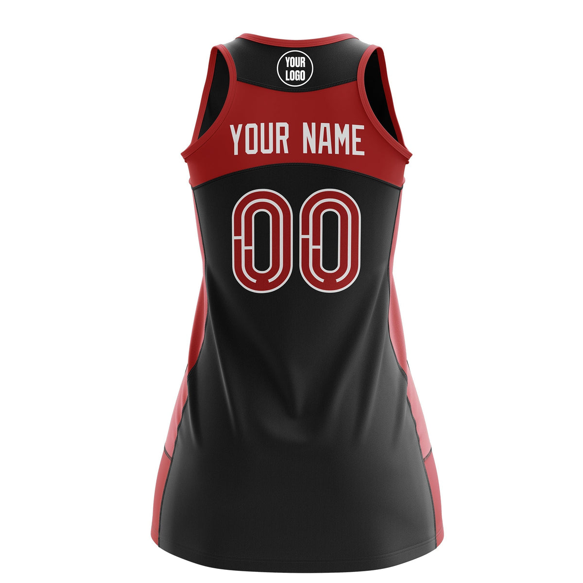 Custom Netball Dress | Black Red Classic Style Two-Tone Breathable Performance Sportswear