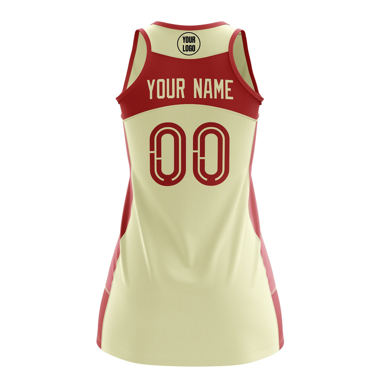 Custom Netball Dress | Cream Red Classic Style Two-Tone Breathable Performance Sportswear