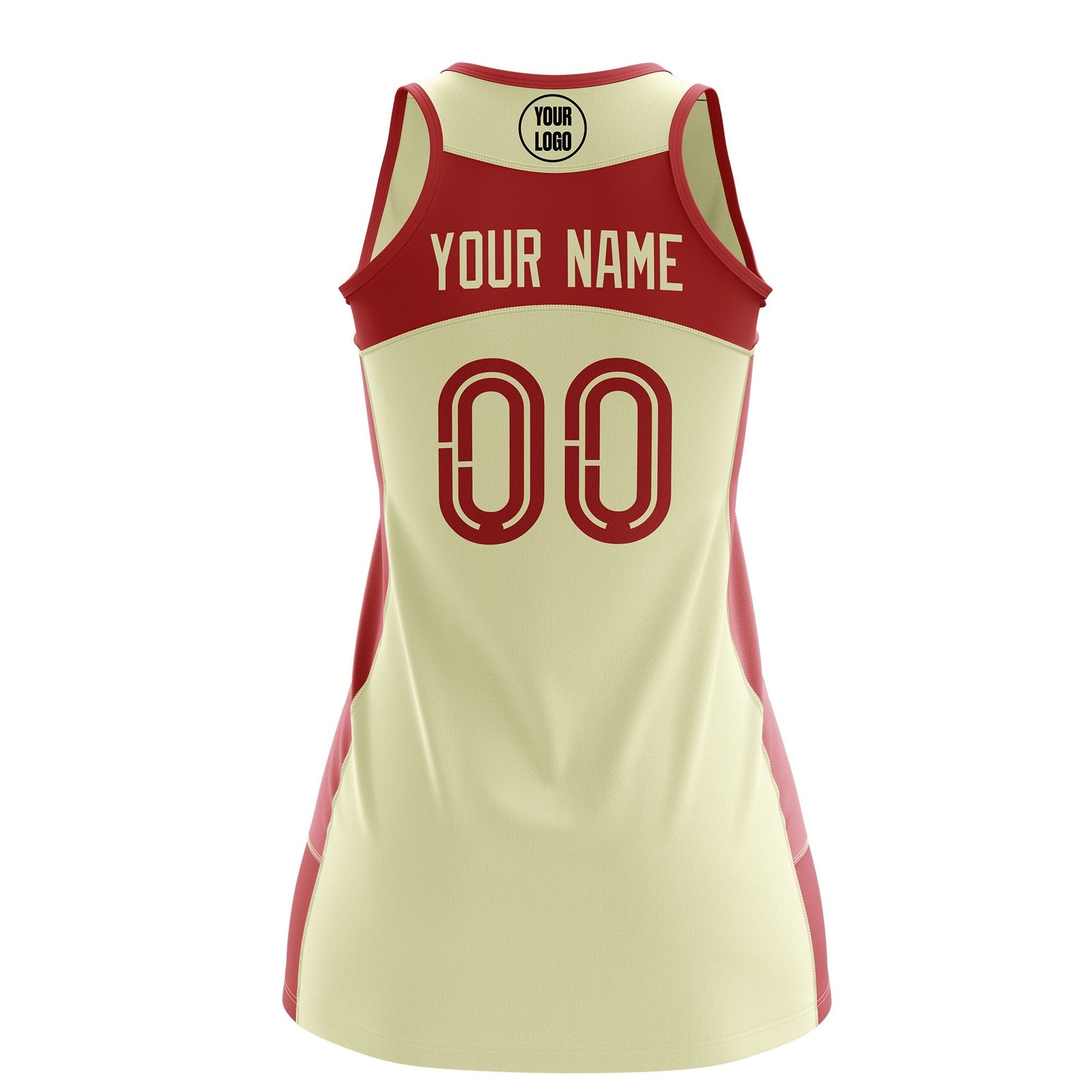 Custom Netball Dress | Cream Red Classic Style Two-Tone Breathable Performance Sportswear
