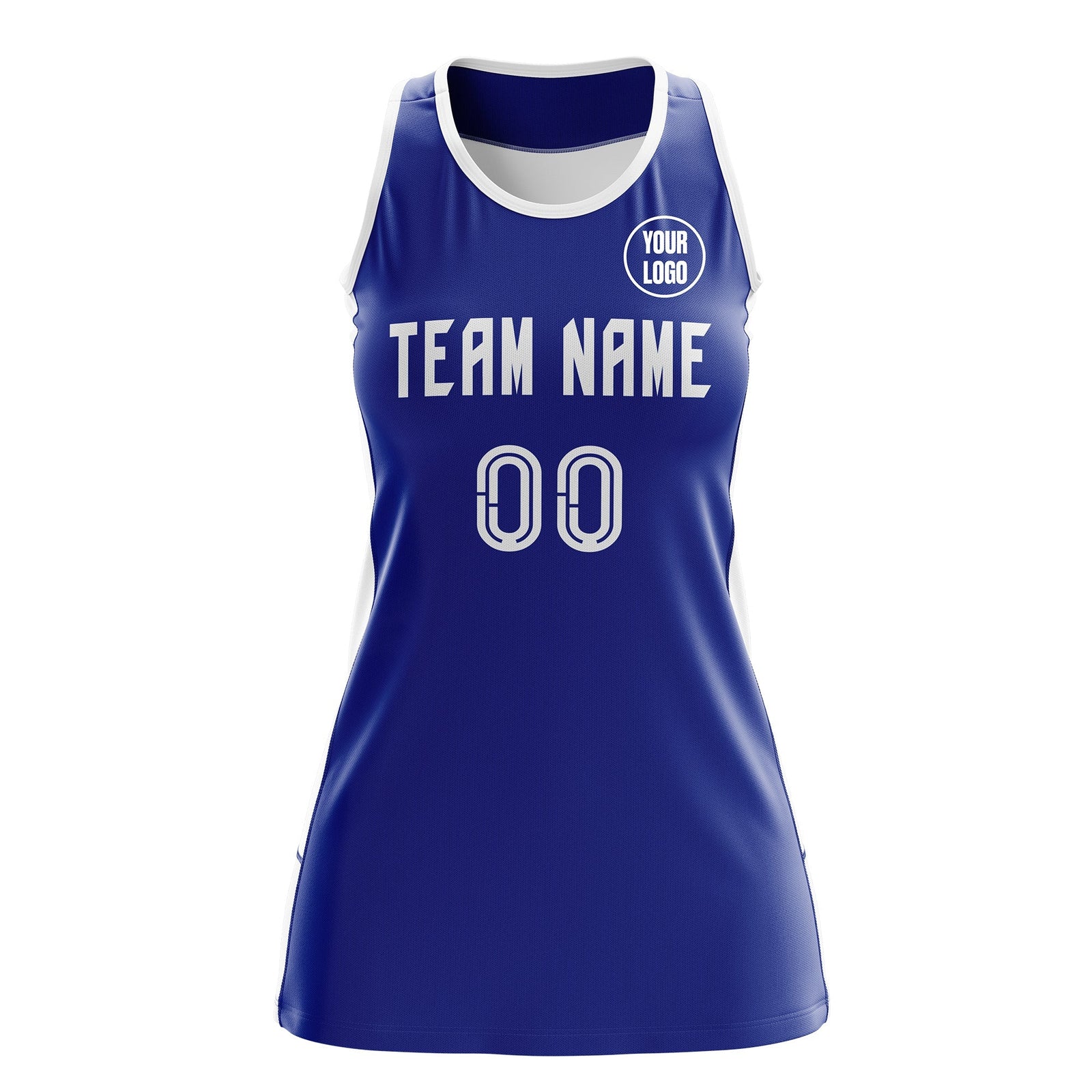 Custom Netball Dress | Royal Blue White Classic Style Two-Tone Breathable Performance Sportswear