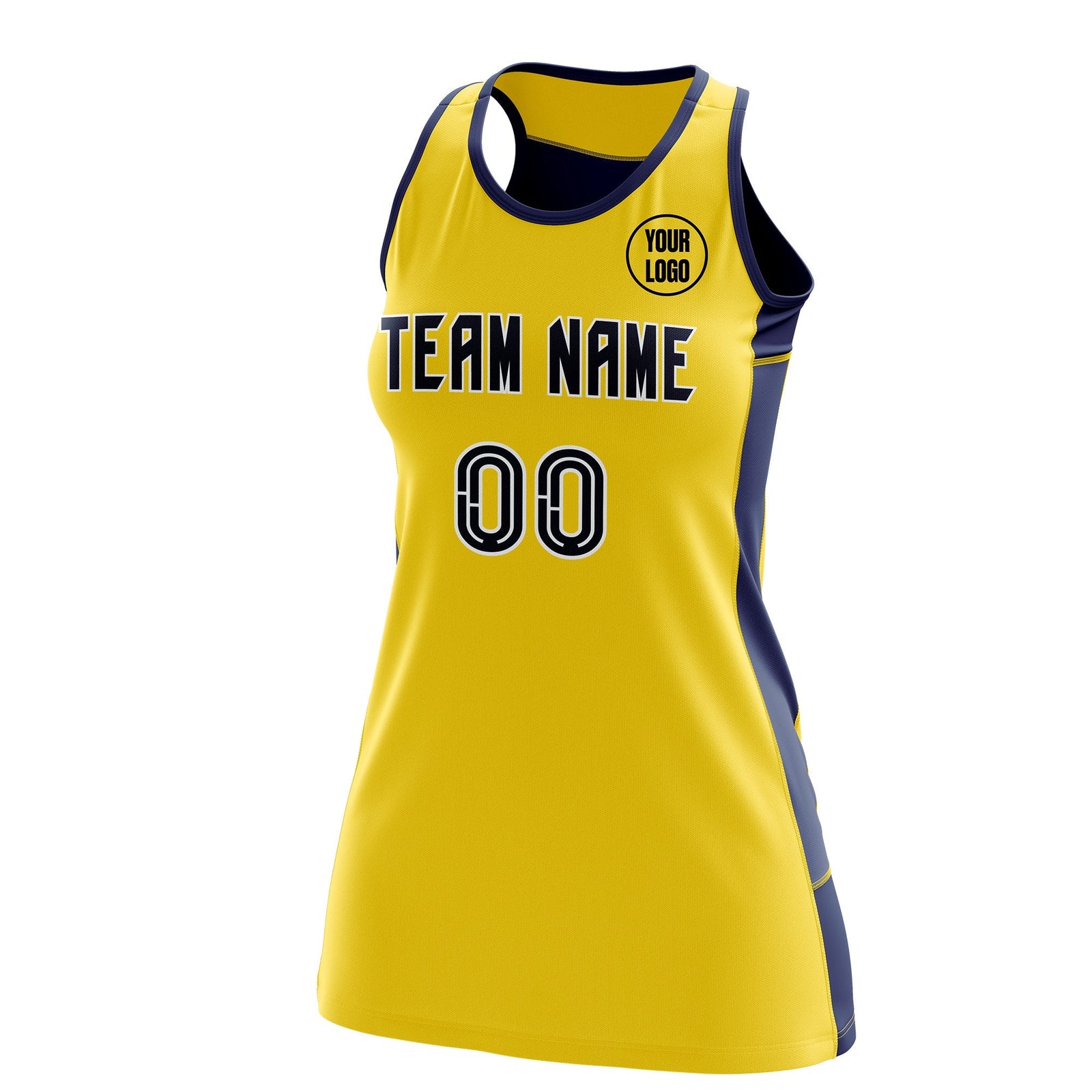 Custom Netball Dress | Gold Navy Classic Style Two-Tone Professional Team Uniforms