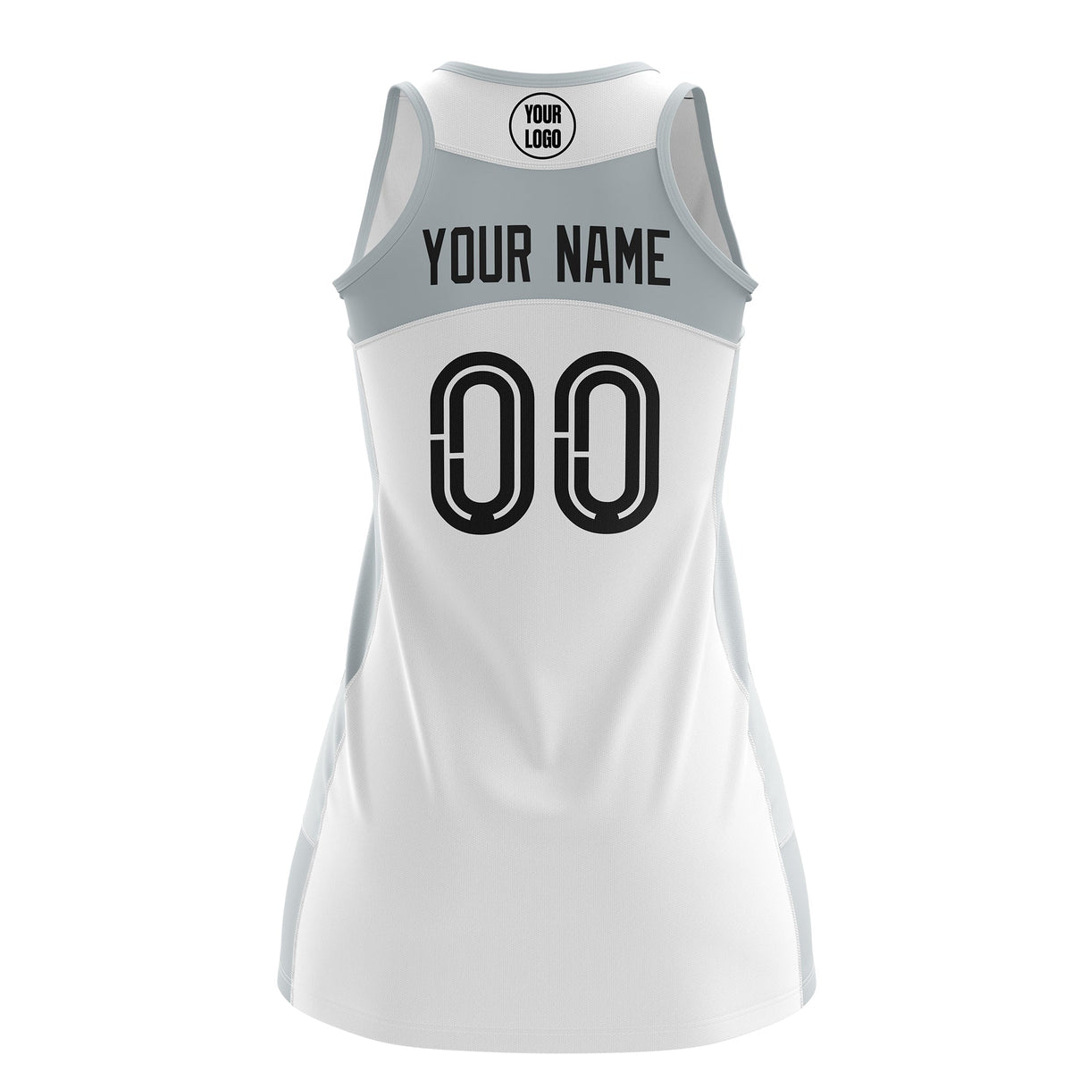 Custom Netball Dress | White Silver Classic Style Two-Tone Match Day Uniform