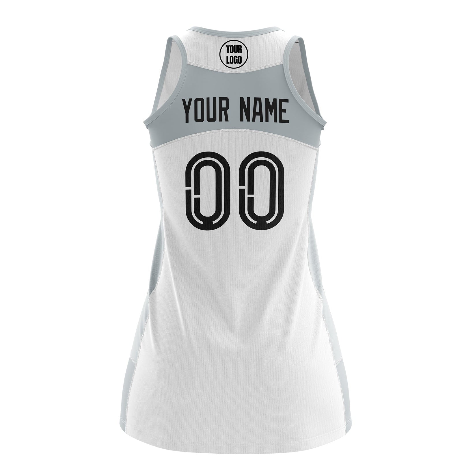 Custom Netball Dress | White Silver Classic Style Two-Tone Match Day Uniform