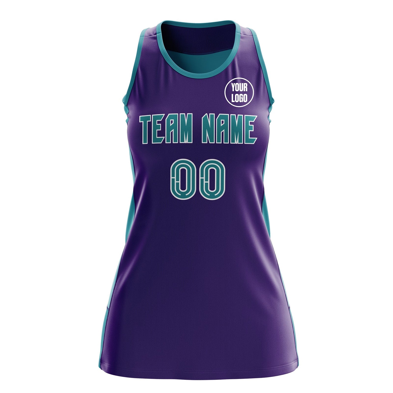 Custom Netball Dress | Purple Teal Classic Style Two-Tone Breathable Performance Sportswear