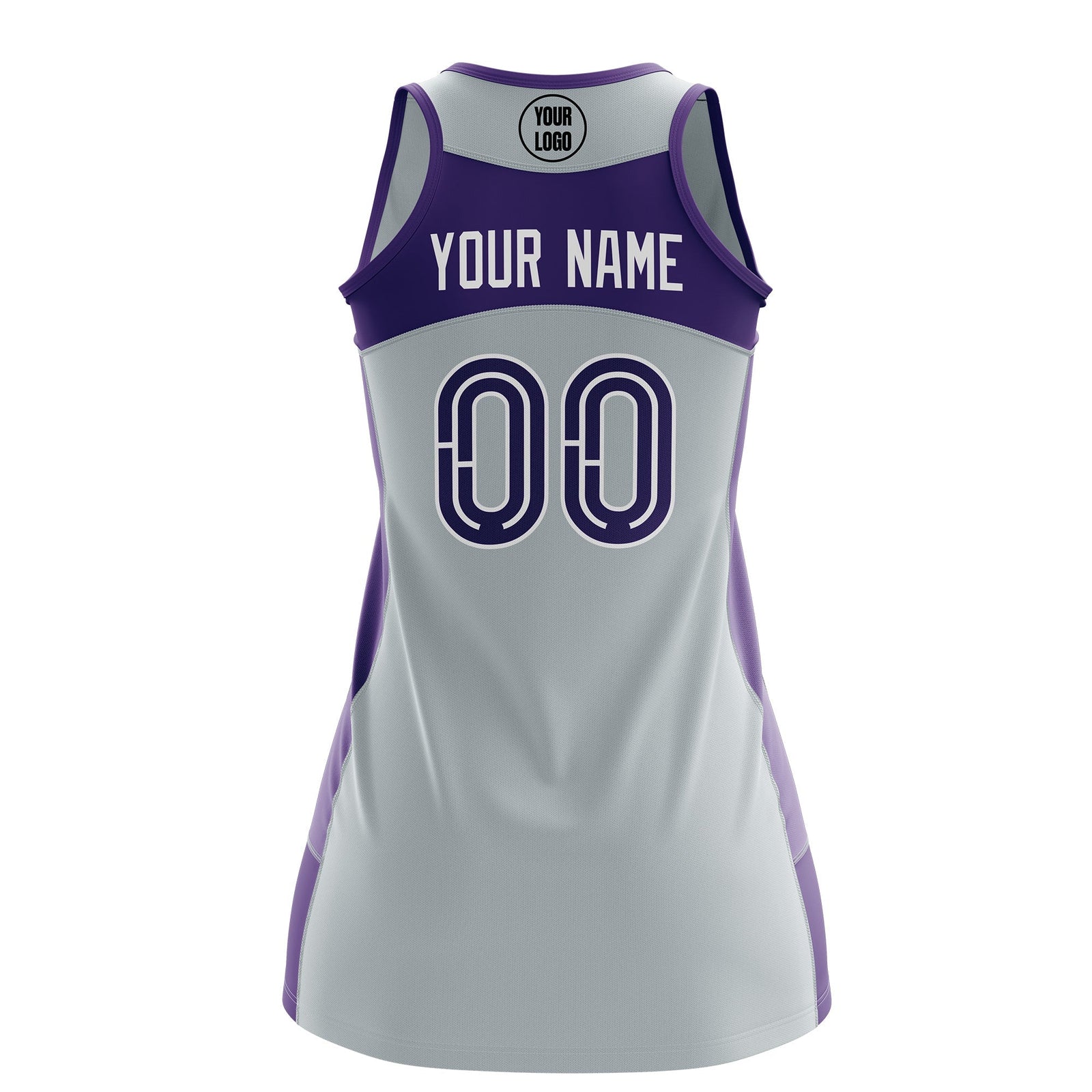 Custom Netball Dress | Silver Purple Classic Style Two-Tone Match Day Uniform