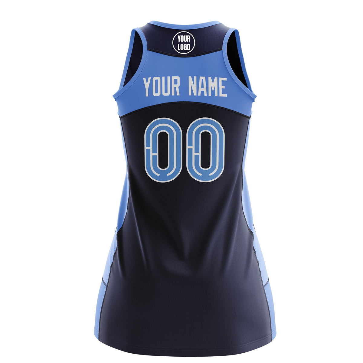 Custom Netball Dress | Navy Powder Blue Classic Style Two-Tone Professional Team Uniforms