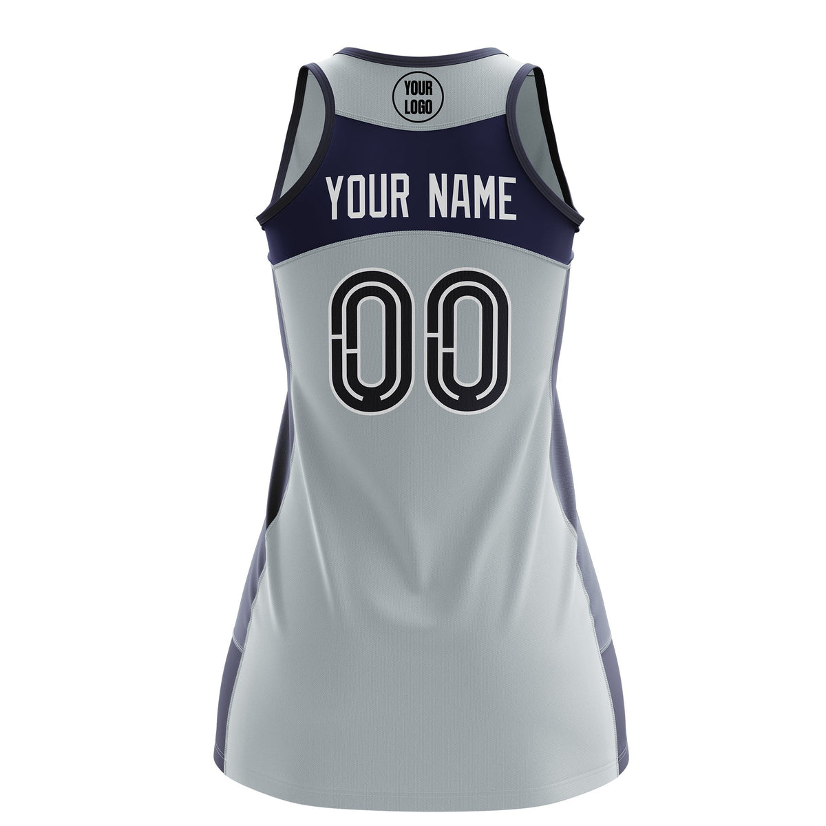 Custom Netball Dress | Silver Navy Classic Style Two-Tone Match Day Uniform
