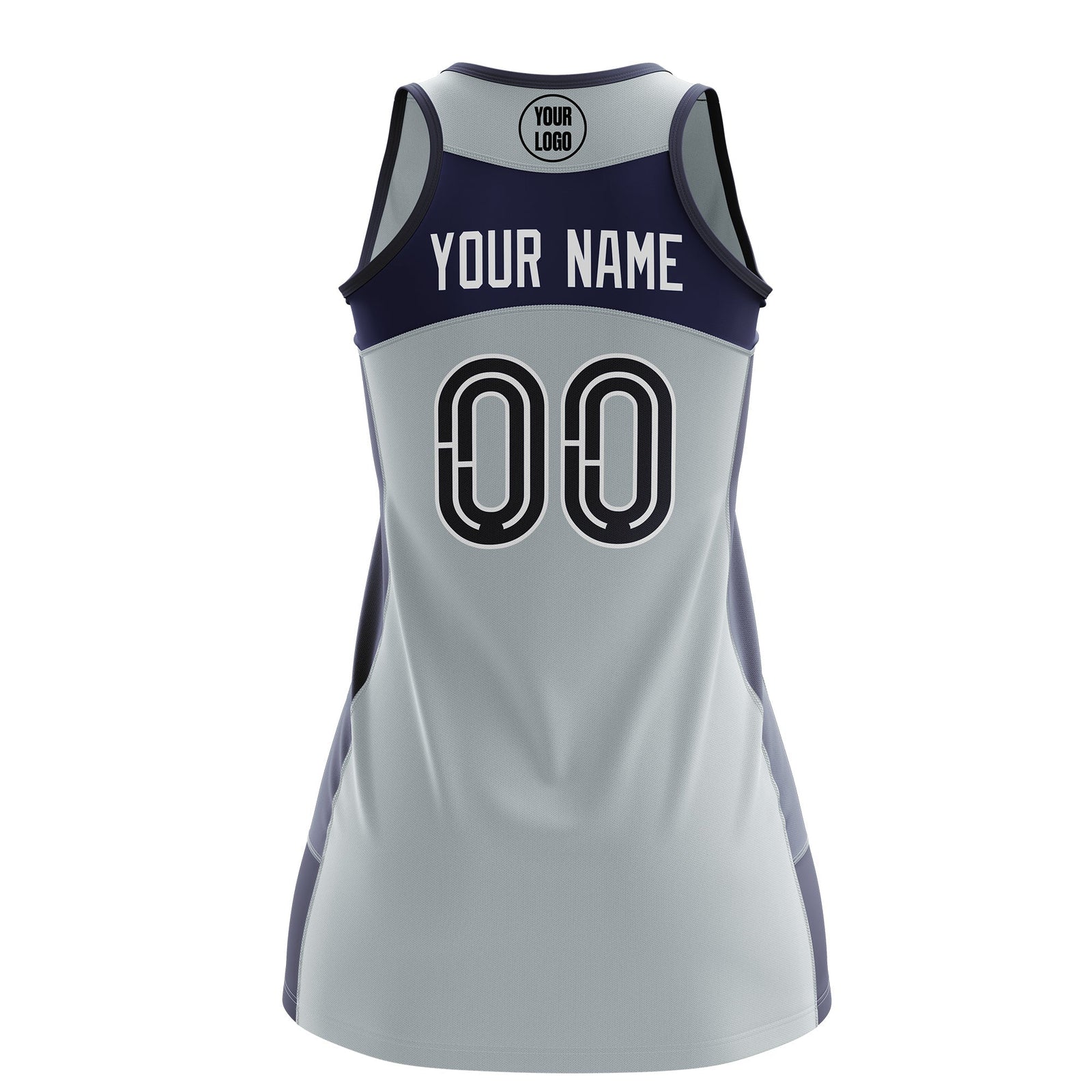 Custom Netball Dress | Silver Navy Classic Style Two-Tone Match Day Uniform