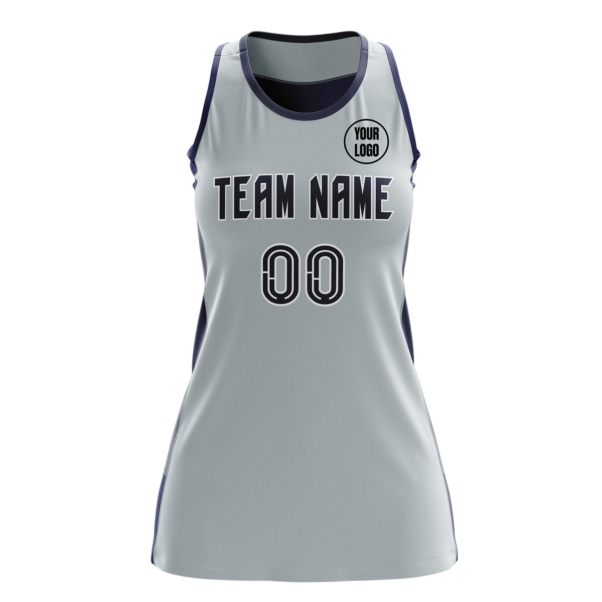 Custom Netball Dress | Silver Navy Classic Style Two-Tone Match Day Uniform
