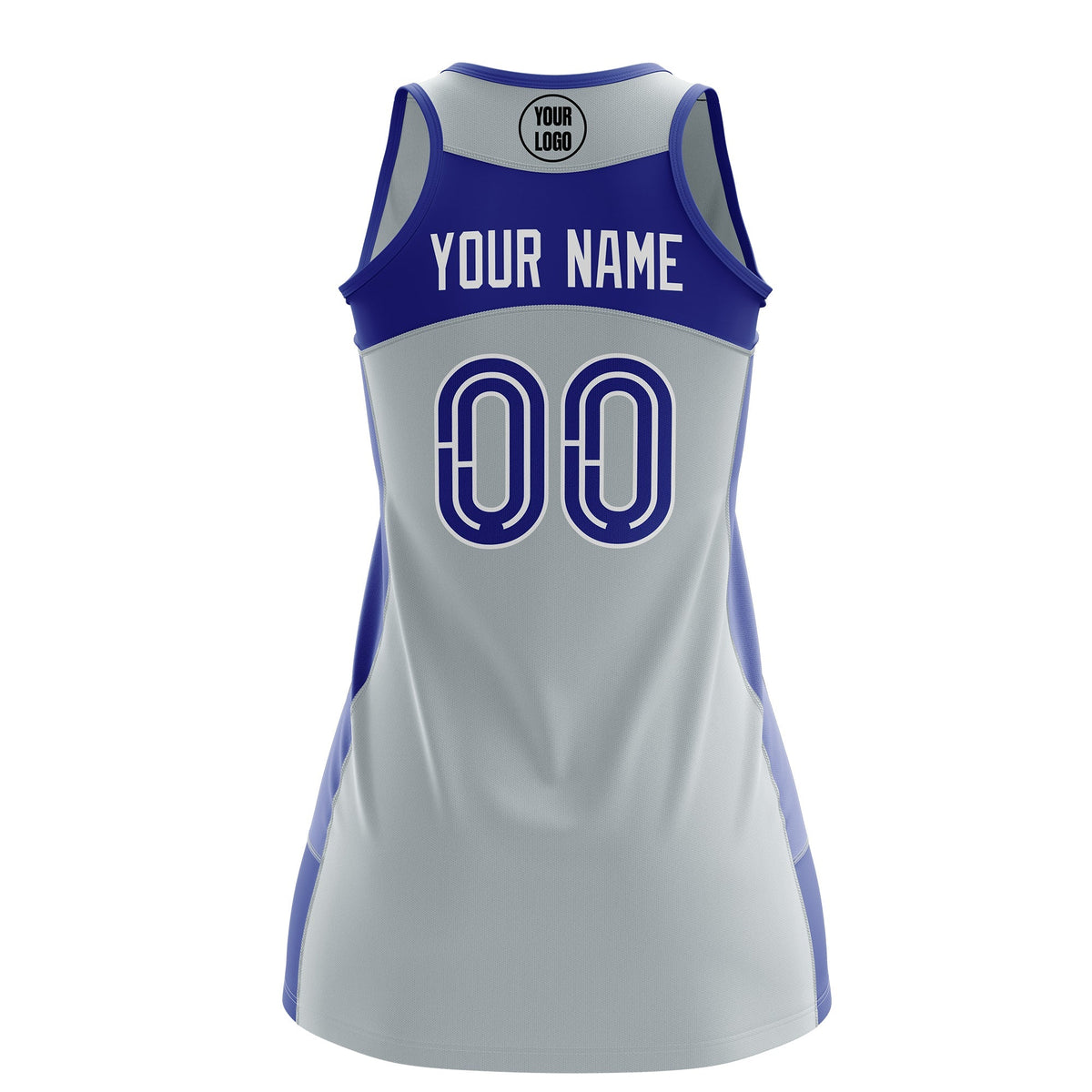 Custom Netball Dress | Silver Royal Blue Classic Style Two-Tone Breathable Performance Sportswear