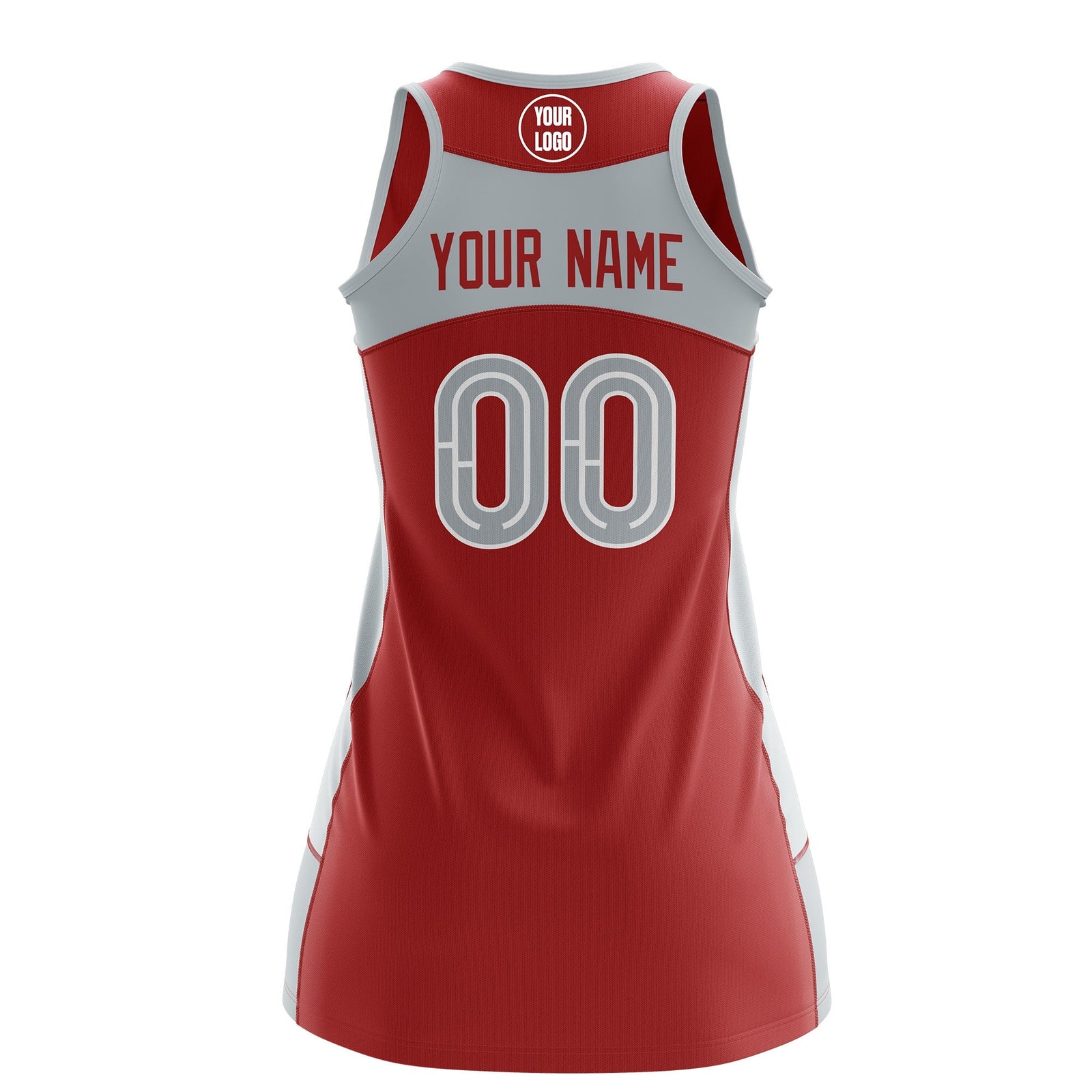Custom Netball Dress | Red Silver Classic Style Two-Tone Professional Team Uniforms