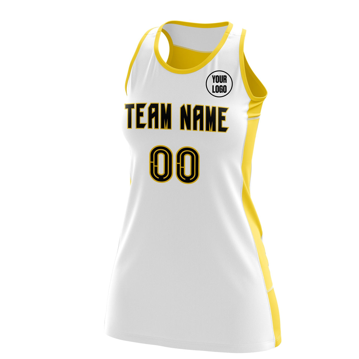 Custom Netball Dress | White Gold Classic Style Two-Tone Breathable Performance Sportswear