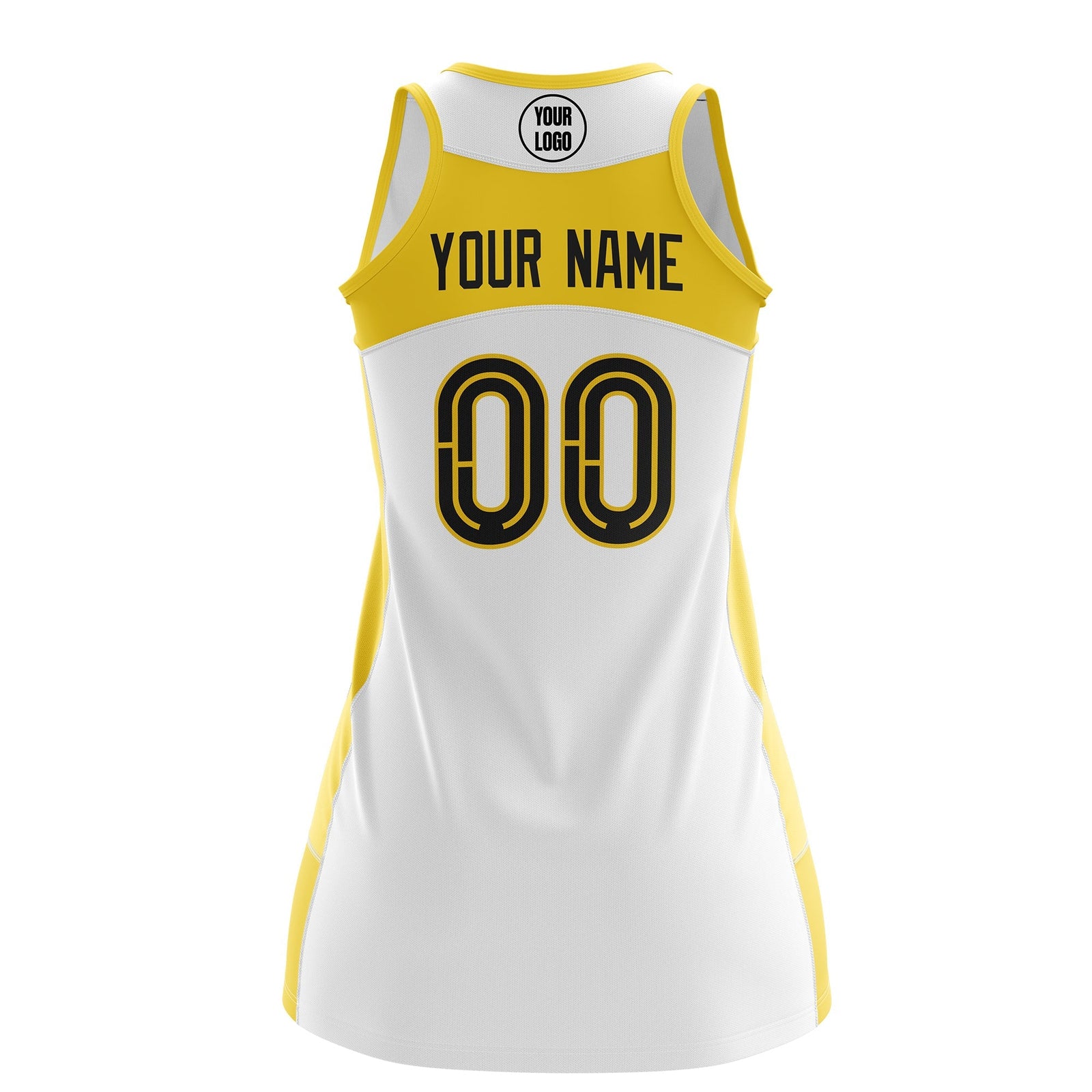 Custom Netball Dress | White Gold Classic Style Two-Tone Breathable Performance Sportswear