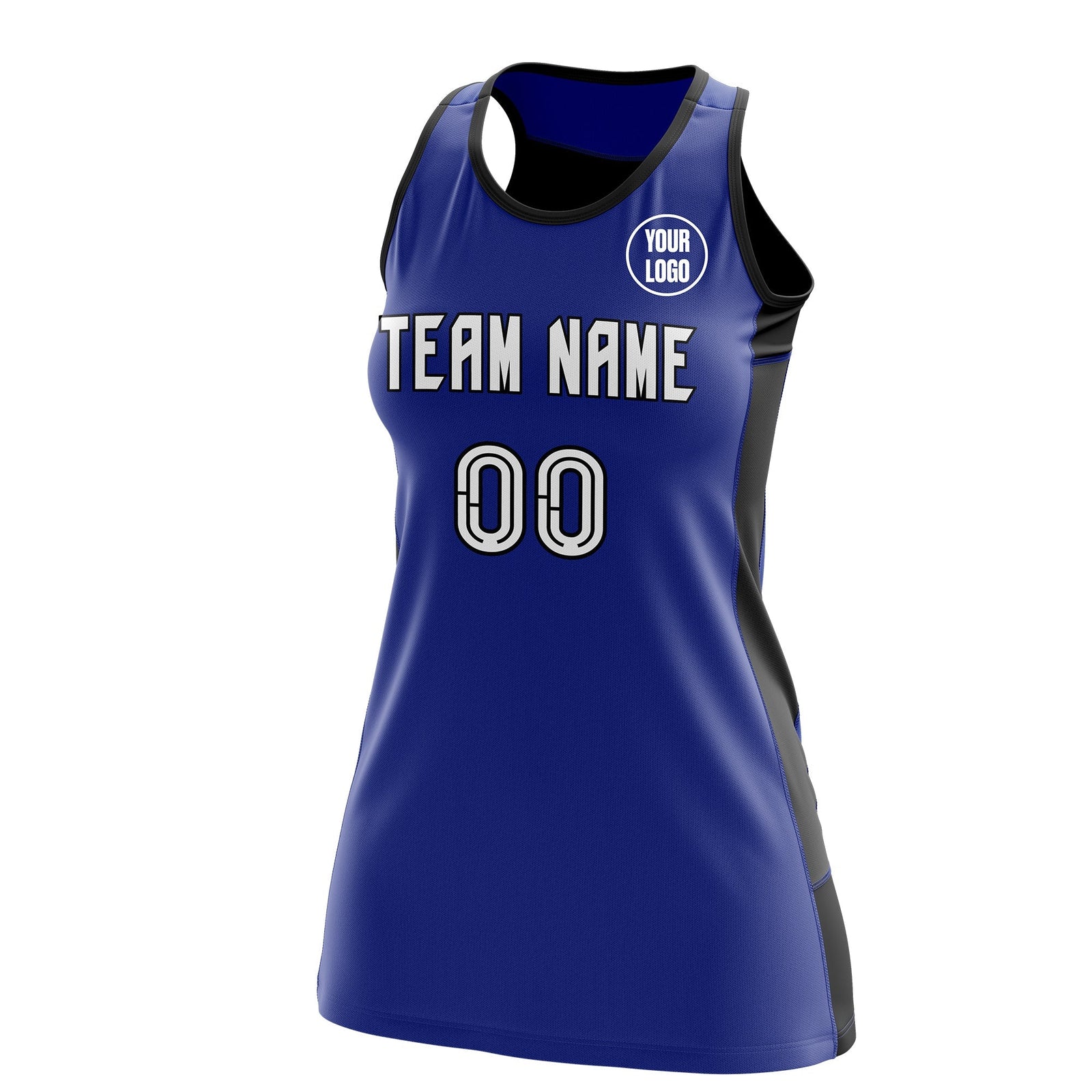 Custom Netball Dress | Royal Blue Black Classic Style Two-Tone Match Day Uniform