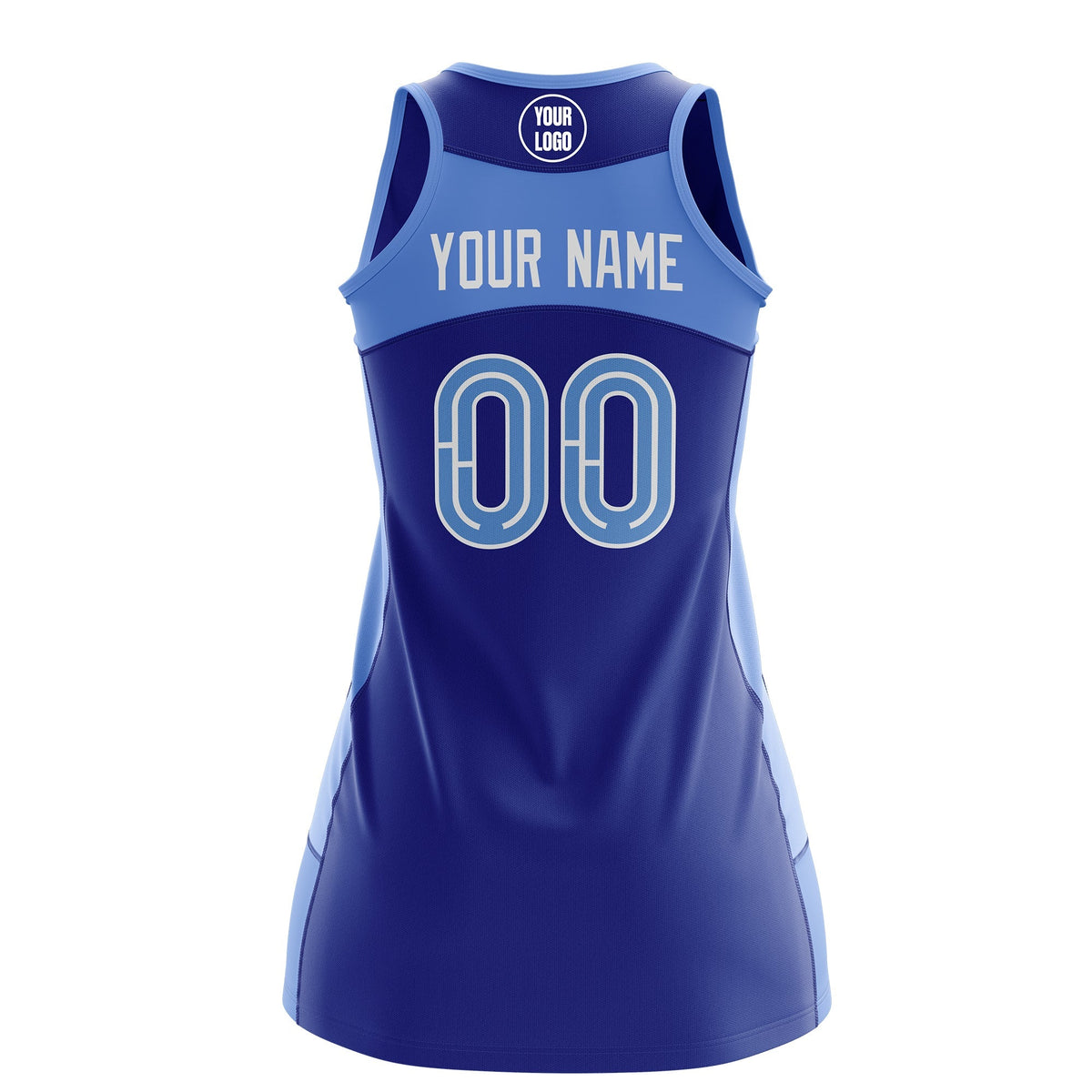 Custom Netball Dress | Royal Blue Powder Blue Classic Style Two-Tone Match Day Uniform