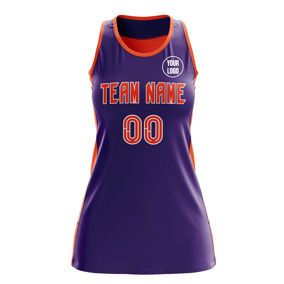 Custom Netball Dress | Purple Orange Classic Style Two-Tone Breathable Performance Sportswear