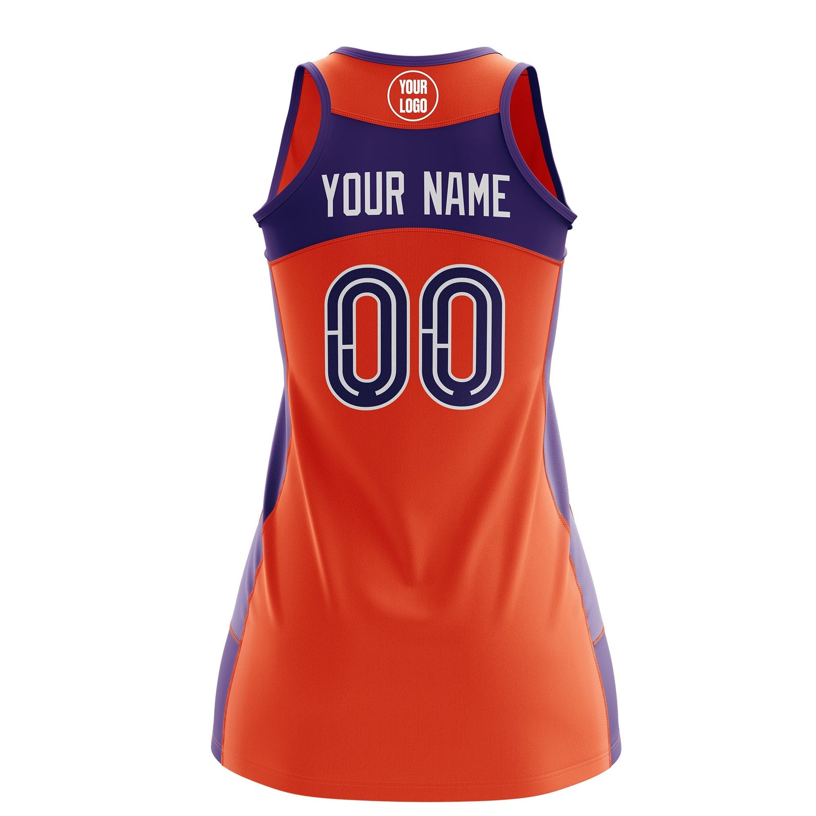 Custom Netball Dress | Orange Purple Classic Style Two-Tone Professional Team Uniforms