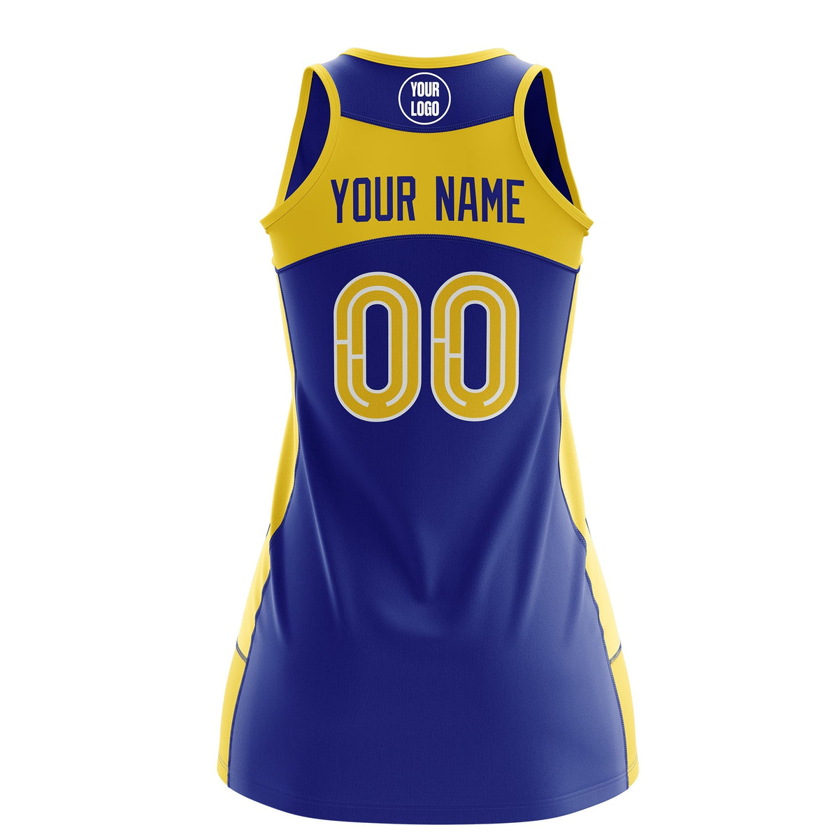 Custom Netball Dress | Royal Blue Gold Classic Style Two-Tone Breathable Performance Sportswear