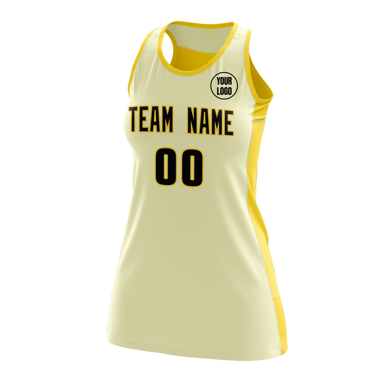 Custom Netball Dress | Cream Gold Classic Style Two-Tone Match Day Uniform