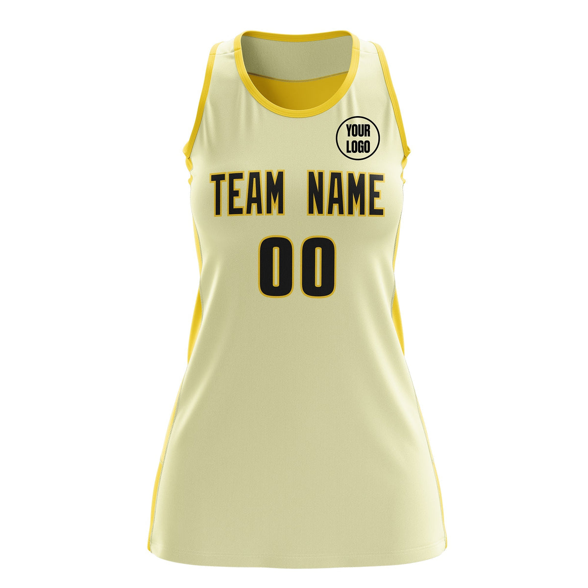 Custom Netball Dress | Cream Gold Classic Style Two-Tone Match Day Uniform