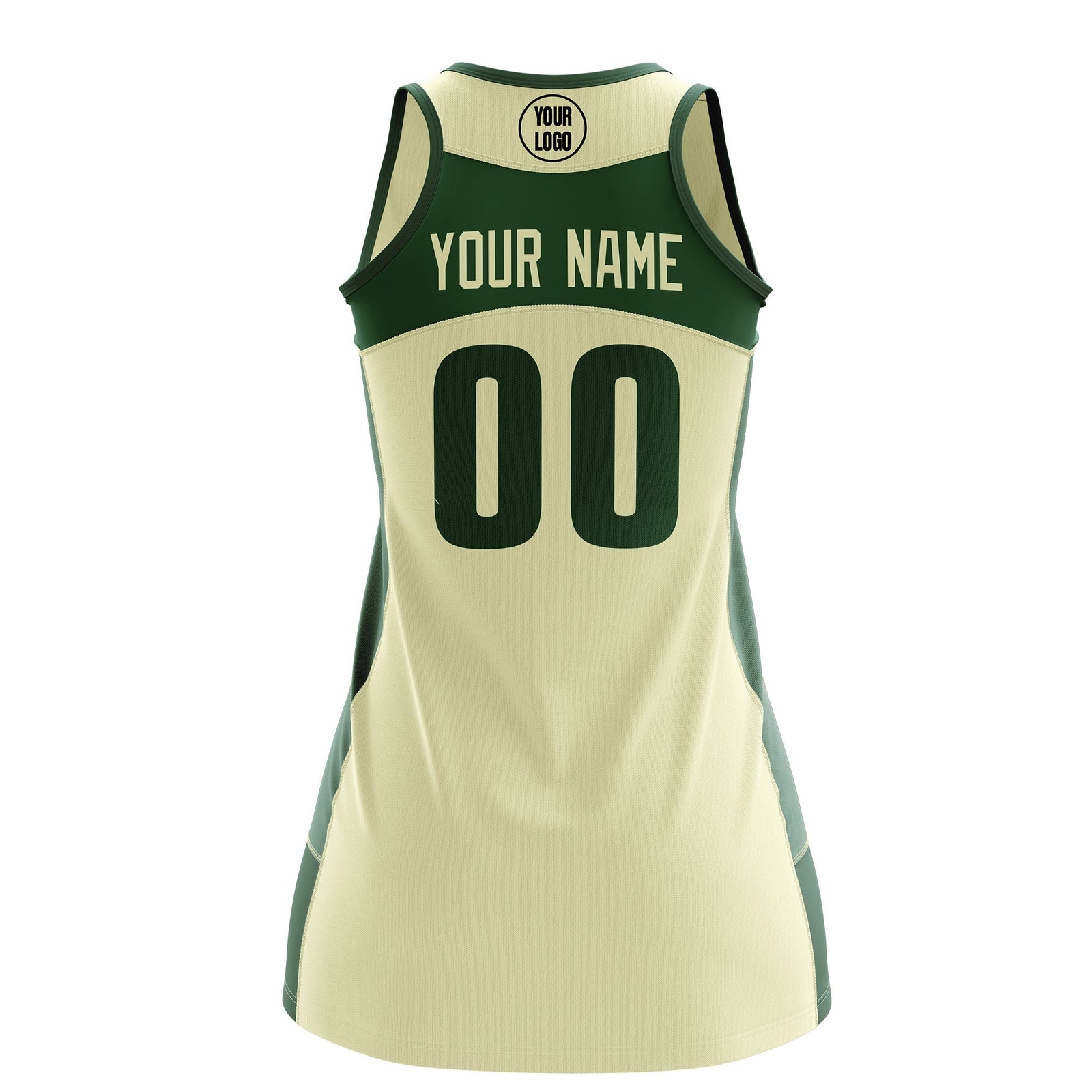 Custom Netball Dress | Cream Green Classic Style Two-Tone Breathable Performance Sportswear