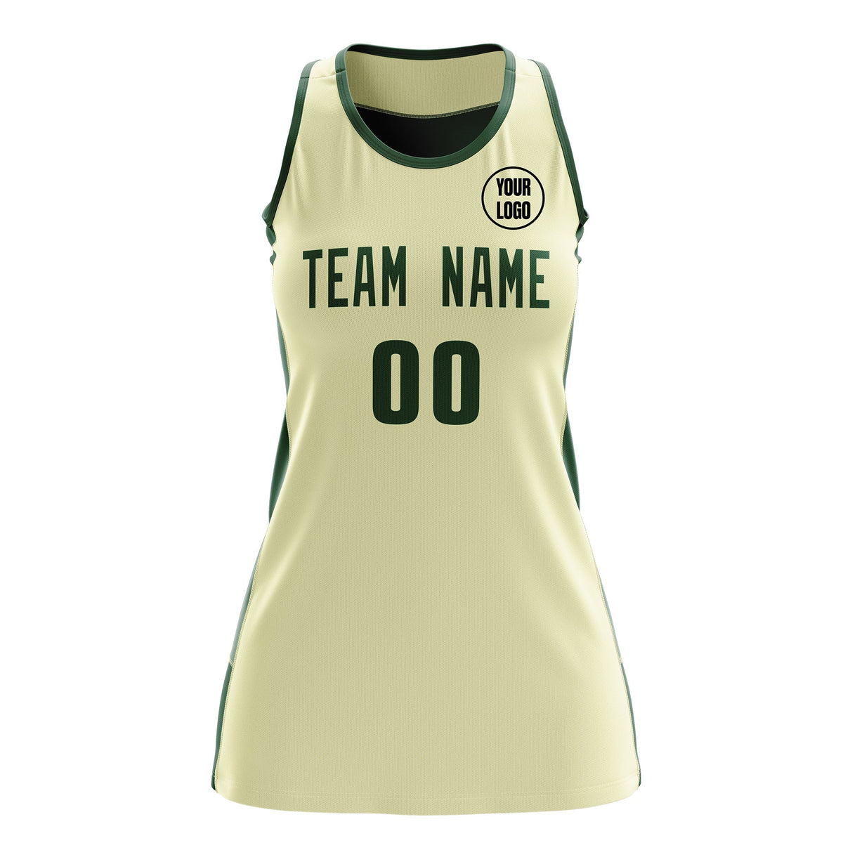 Custom Netball Dress | Cream Green Classic Style Two-Tone Breathable Performance Sportswear
