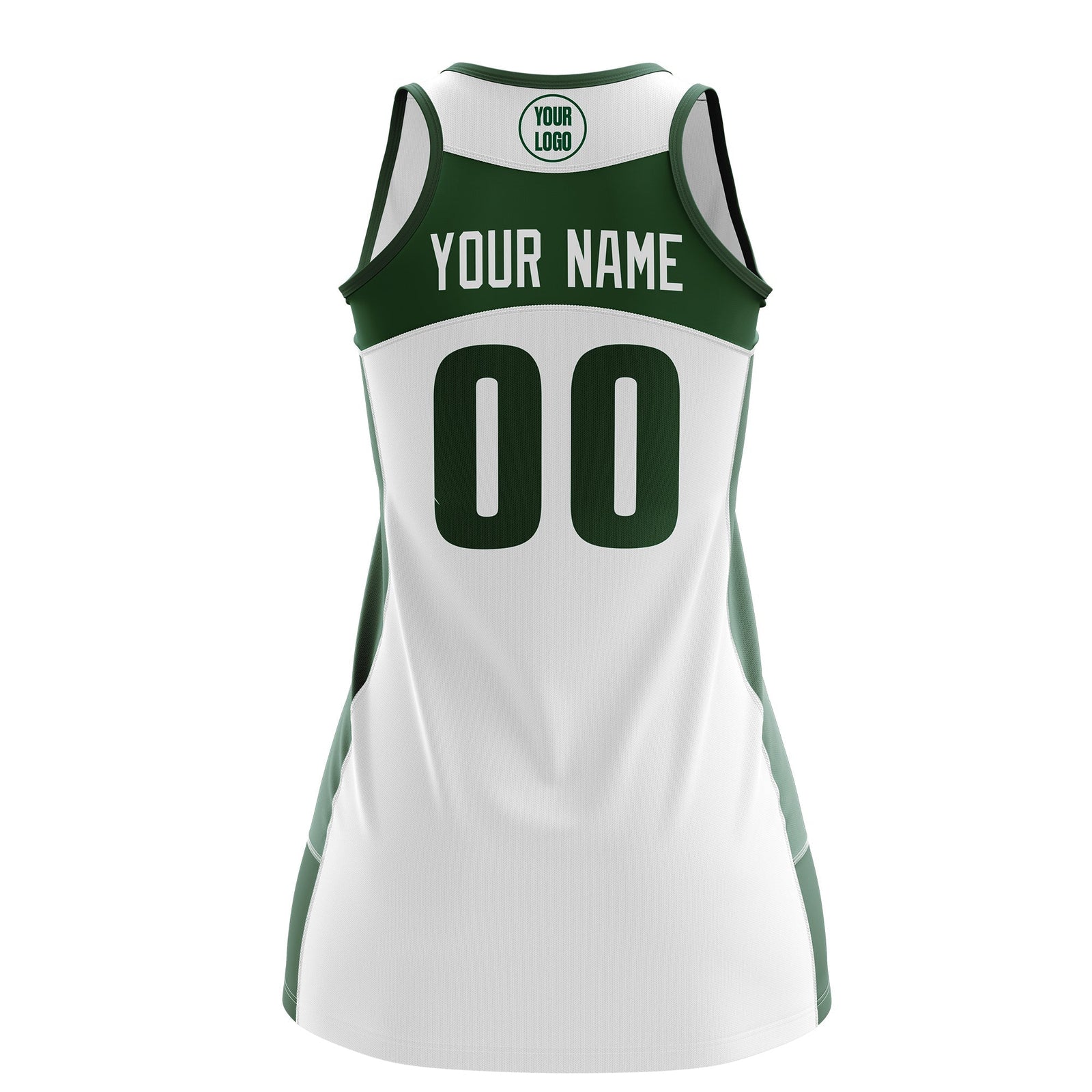 Custom Netball Dress | White Green Classic Style Two-Tone Professional Team Uniforms