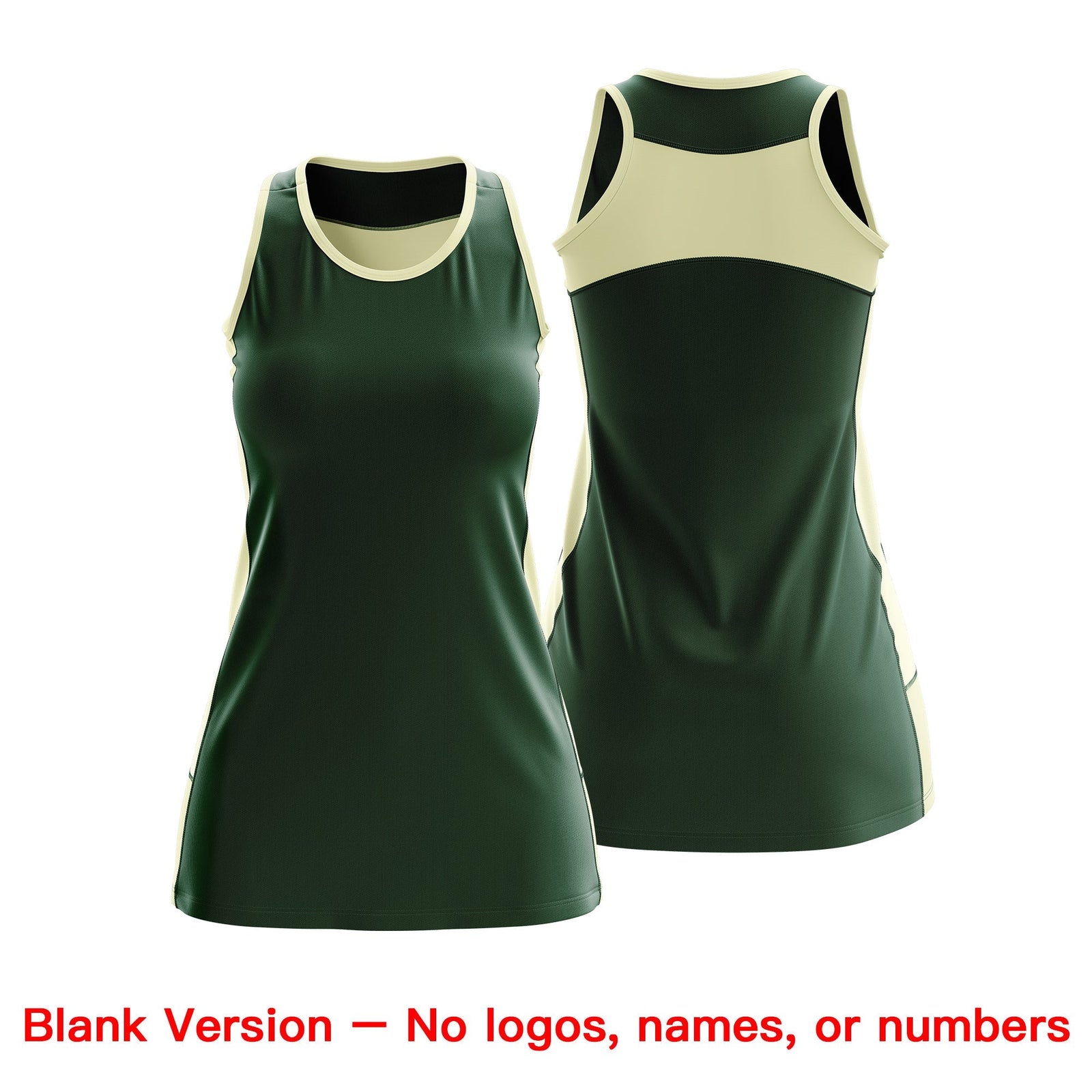 Custom Netball Dress | Green Cream Classic Style Two-Tone Match Day Uniform