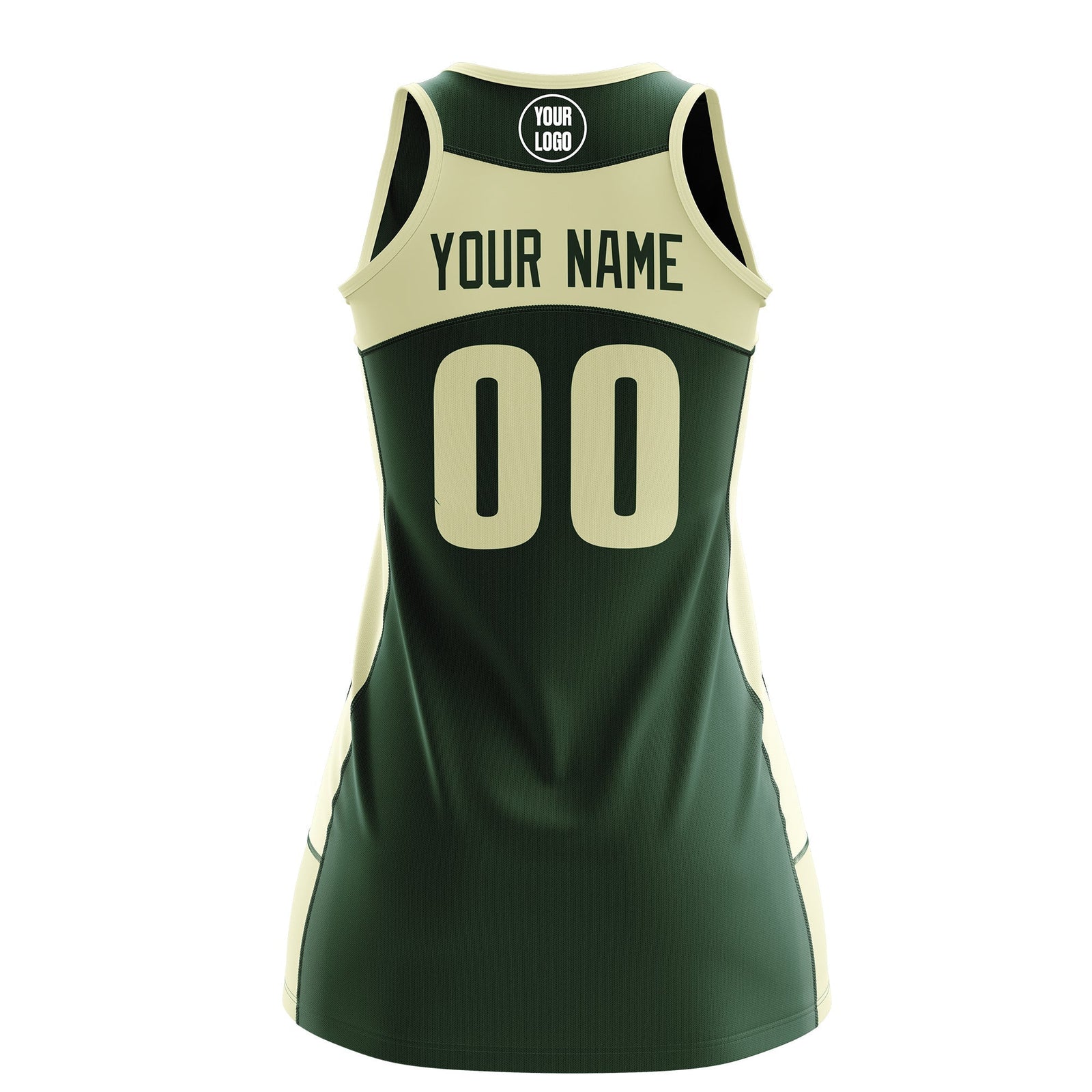 Custom Netball Dress | Green Cream Classic Style Two-Tone Match Day Uniform