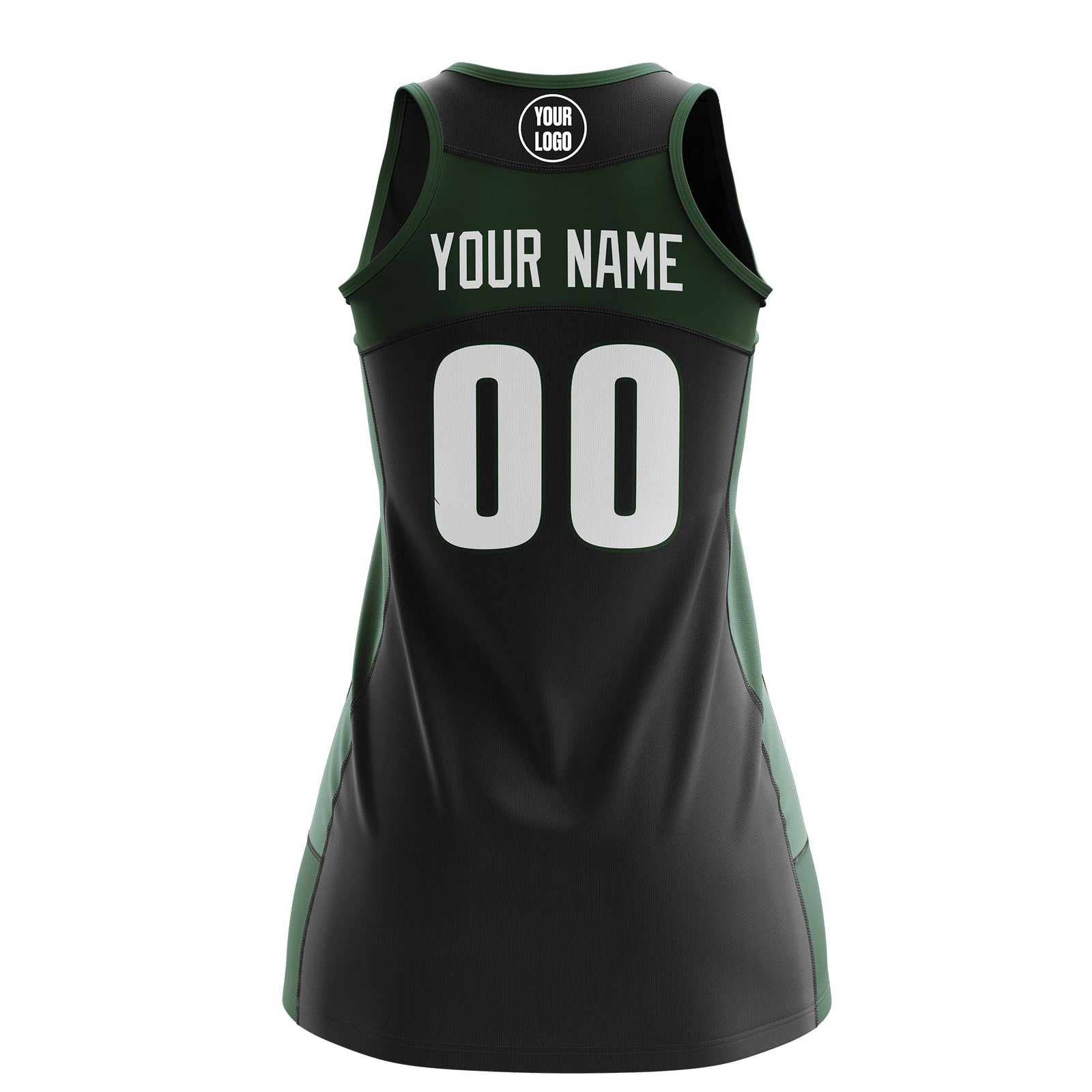 Custom Netball Dress | Black Green Classic Style Two-Tone Breathable Performance Sportswear