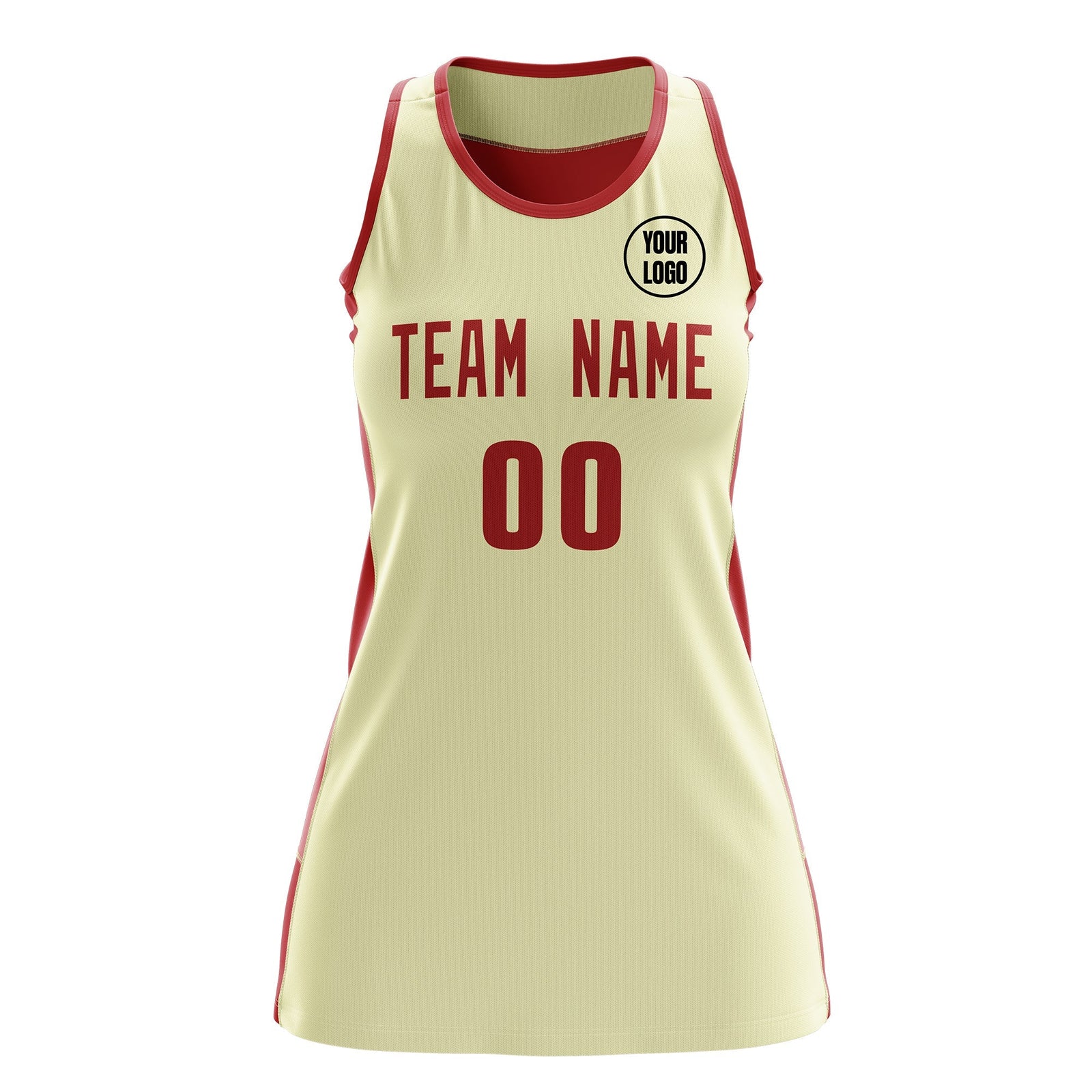 Custom Netball Dress | Cream Red Classic Style Two-Tone Breathable Performance Sportswear